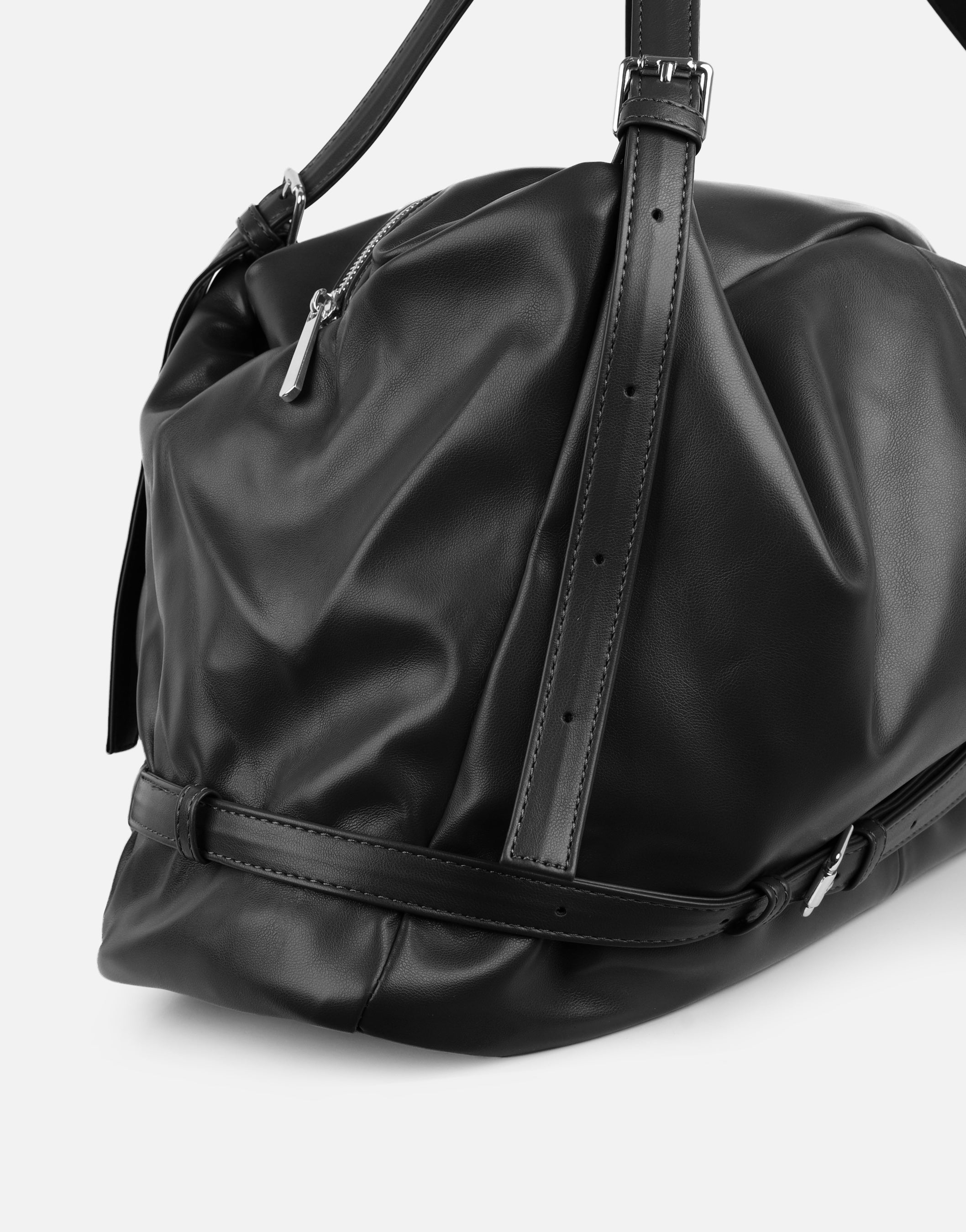 Thessaly Black PU Shoulder Bag | SIMMI London