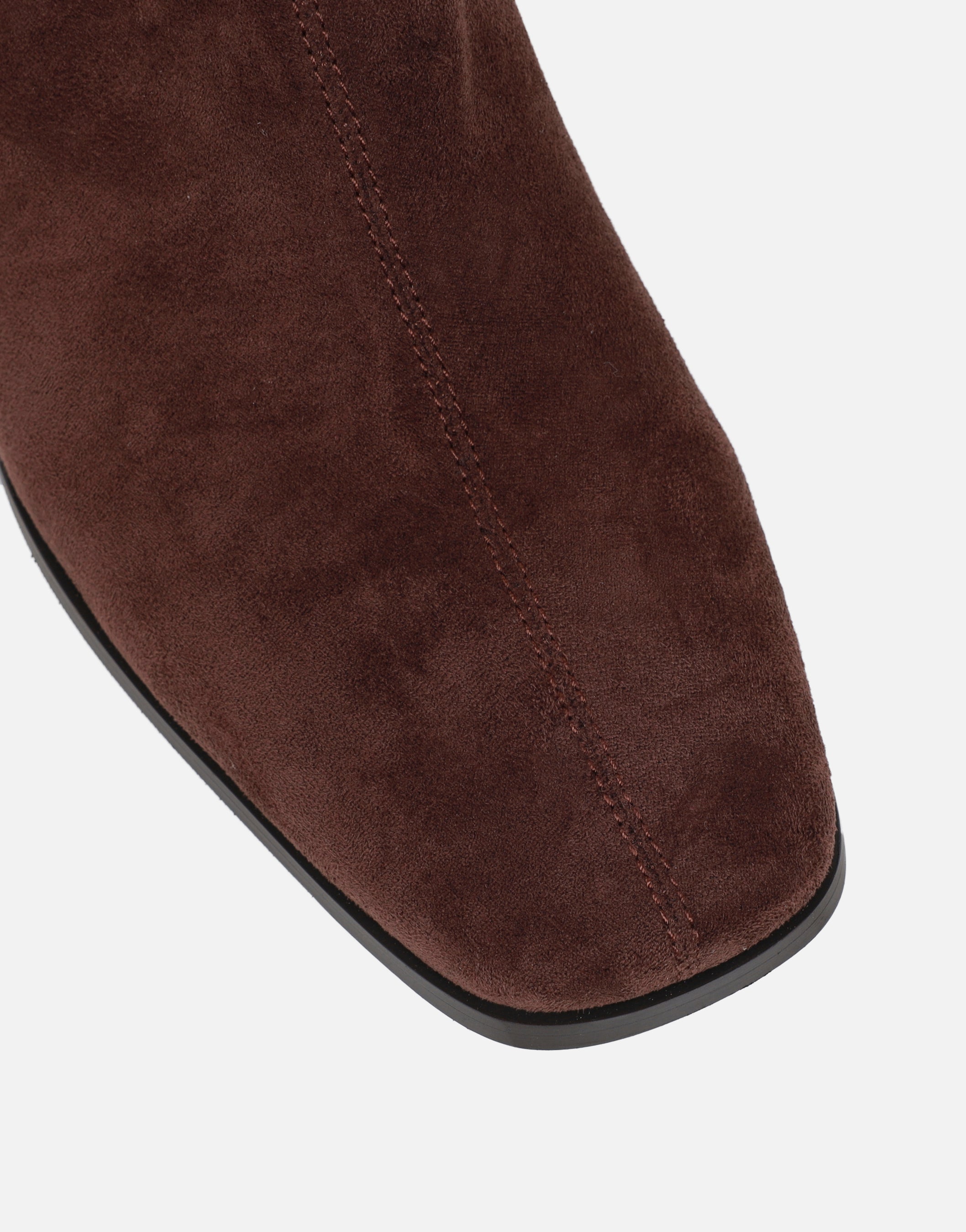 Thistle Brown Suedette Block Heel Ankle Boots