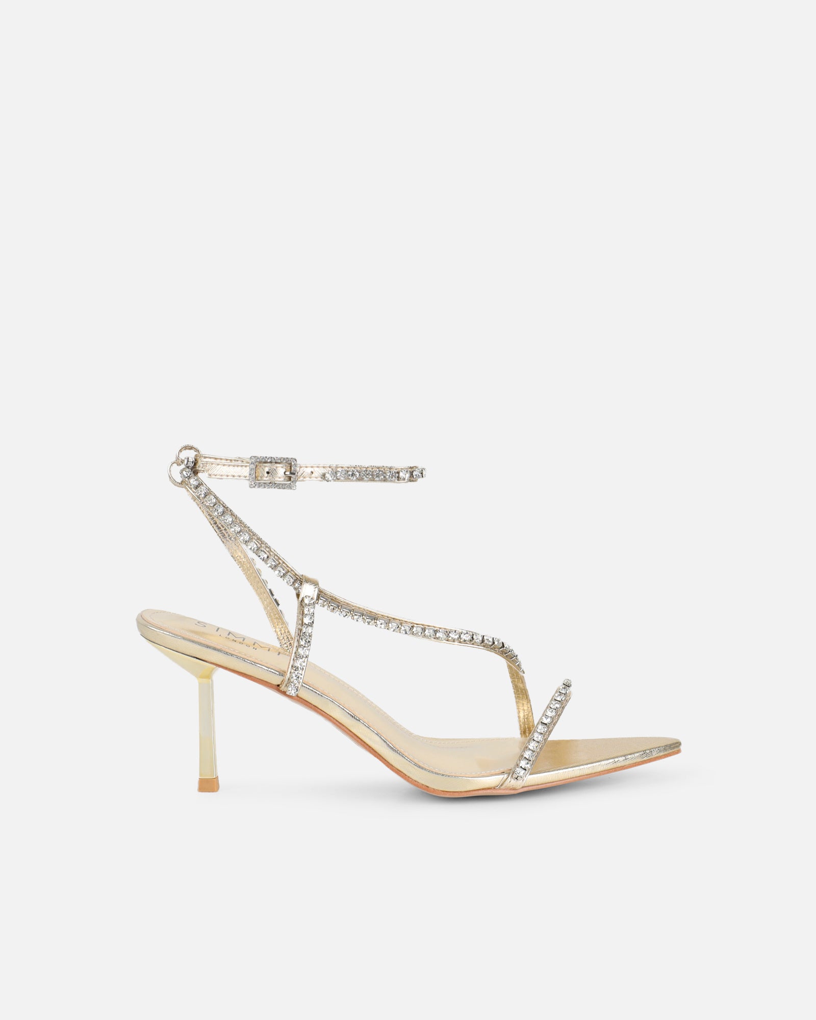 Thesus Gold Mirror Diamante Heeled Sandals