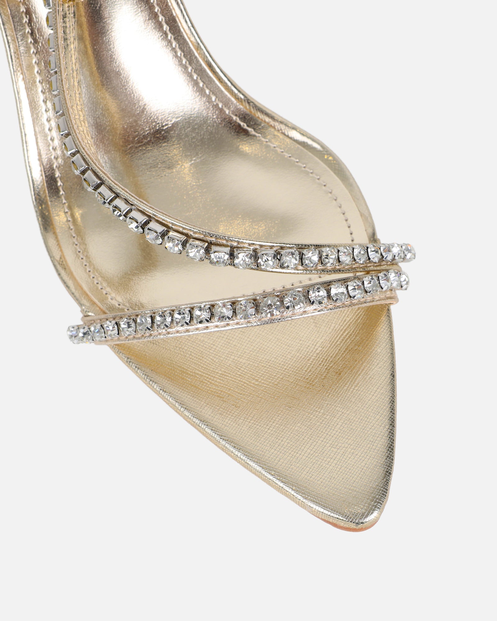 Thesus Gold Mirror Diamante Heeled Sandals