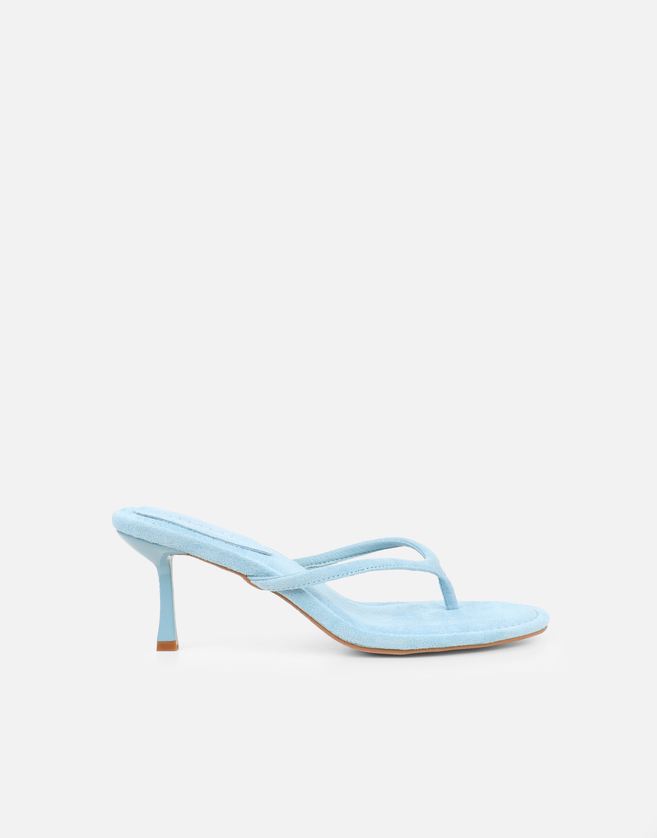 Tramonto Blue Suede Toe Post Heeled Mules | SIMMI London