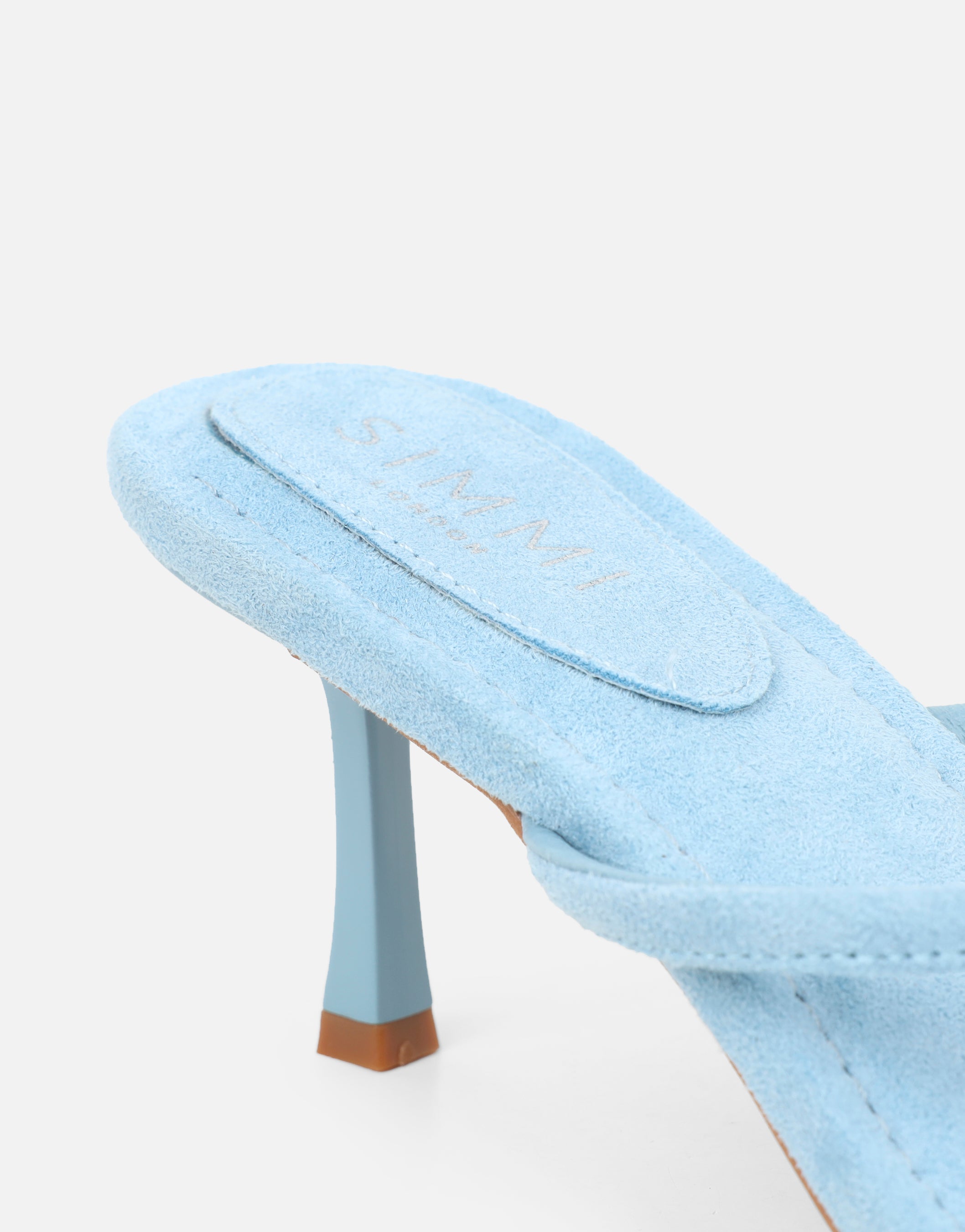 Tramonto Blue Suede Toe Post Heeled Mules | SIMMI London