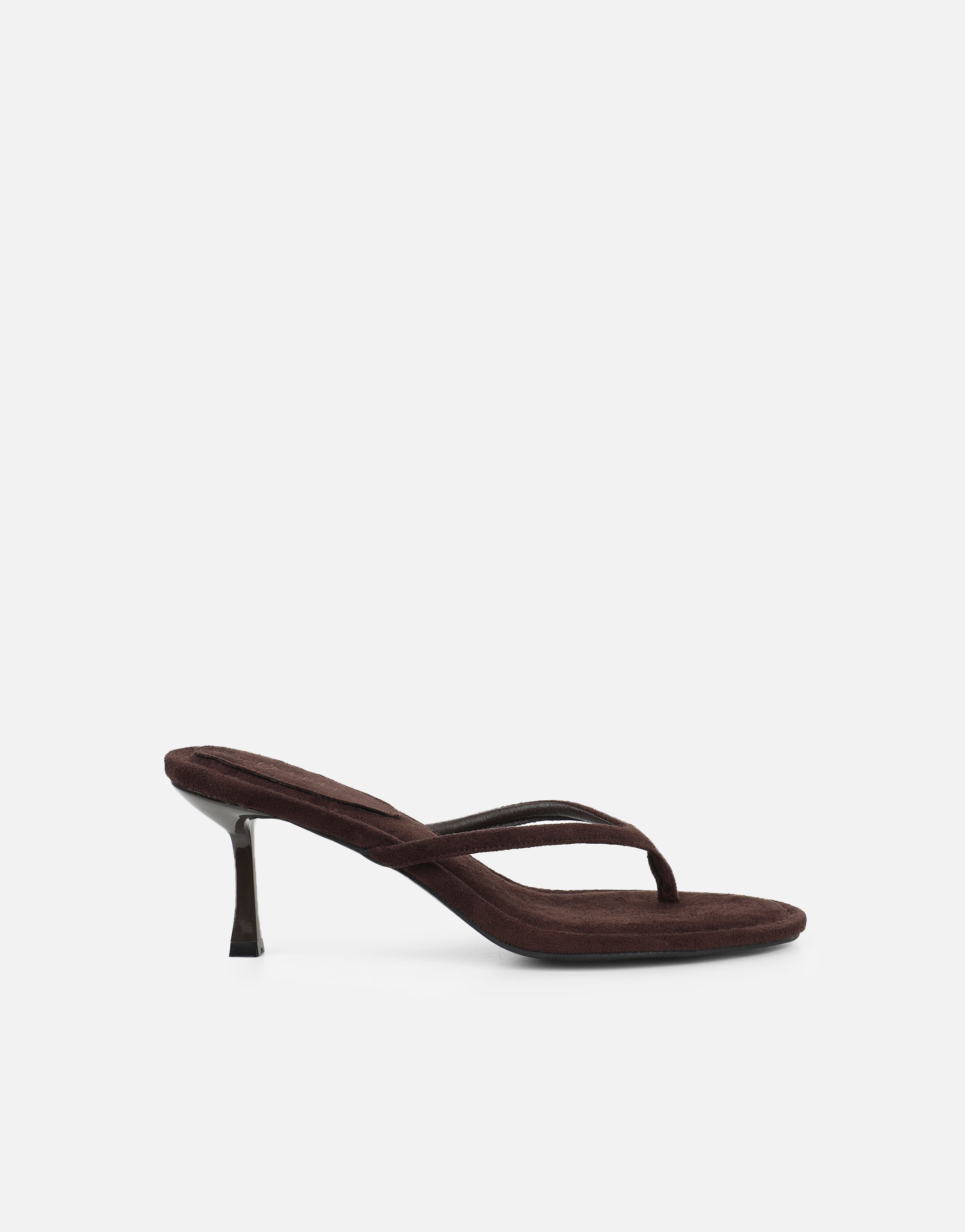 Tramonto Brown Suede Toe Post Heeled Mules | SIMMI London