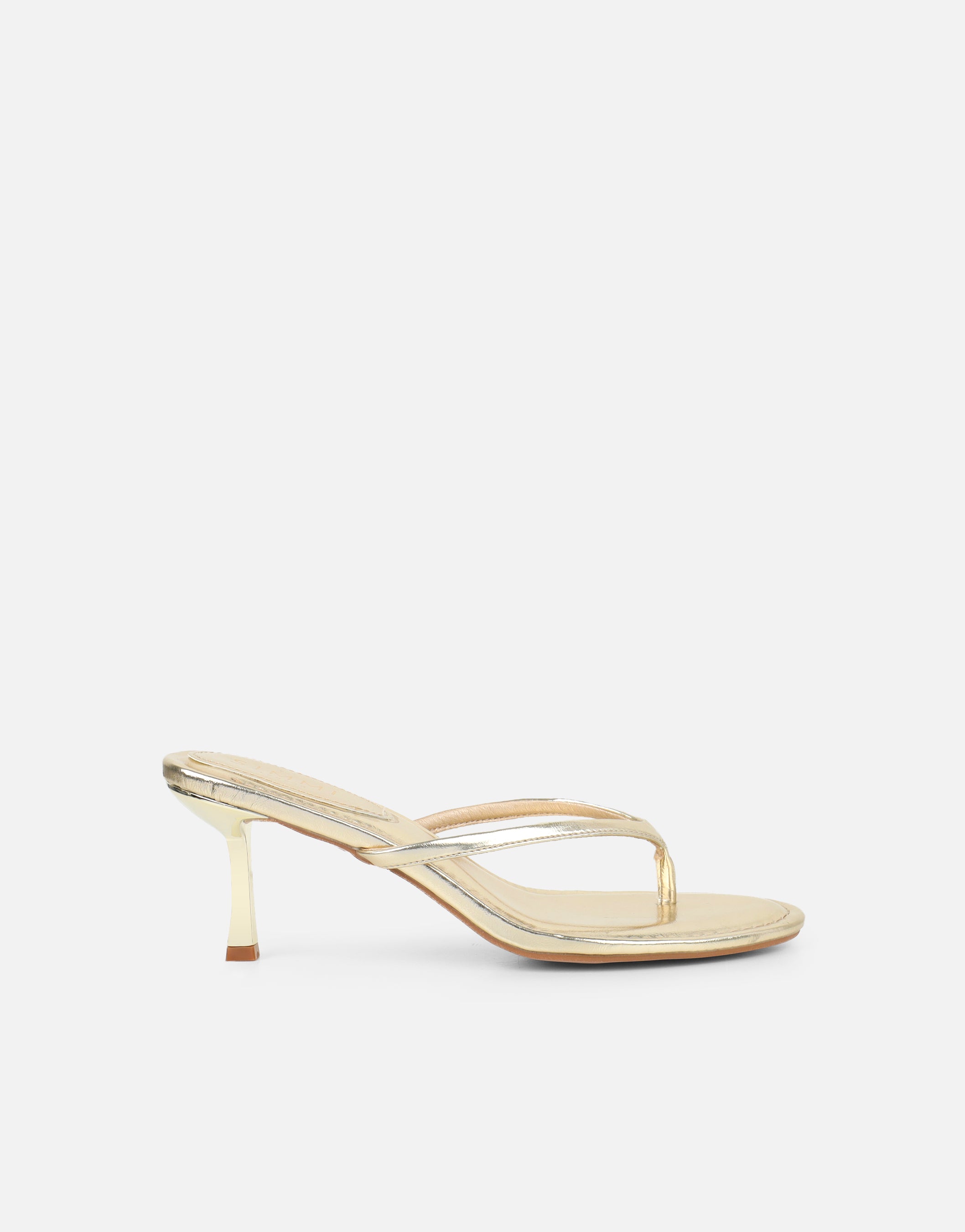 Tramonto Gold Metallic Toe Post Heeled Mules | SIMMI London