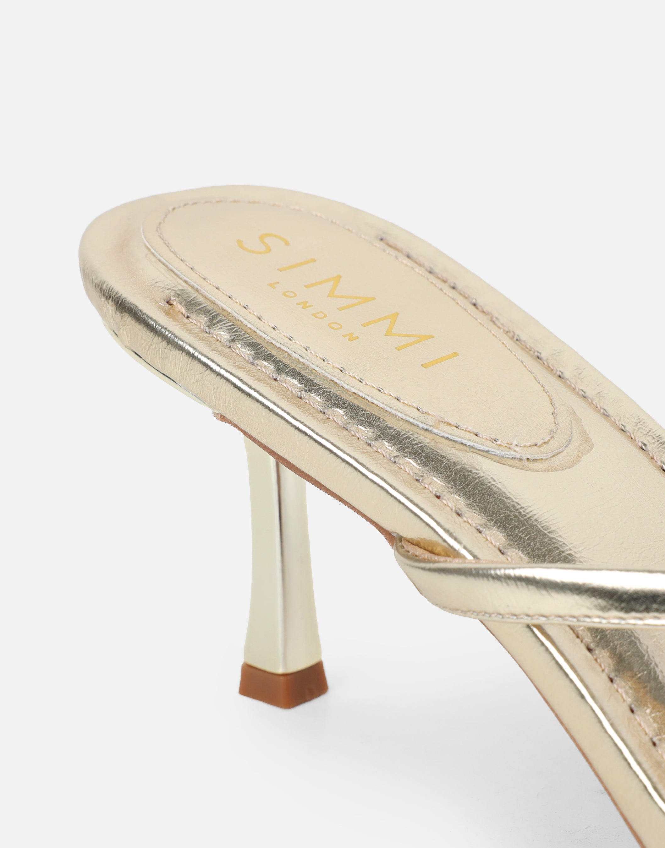 Tramonto Gold Metallic Toe Post Heeled Mules | SIMMI London