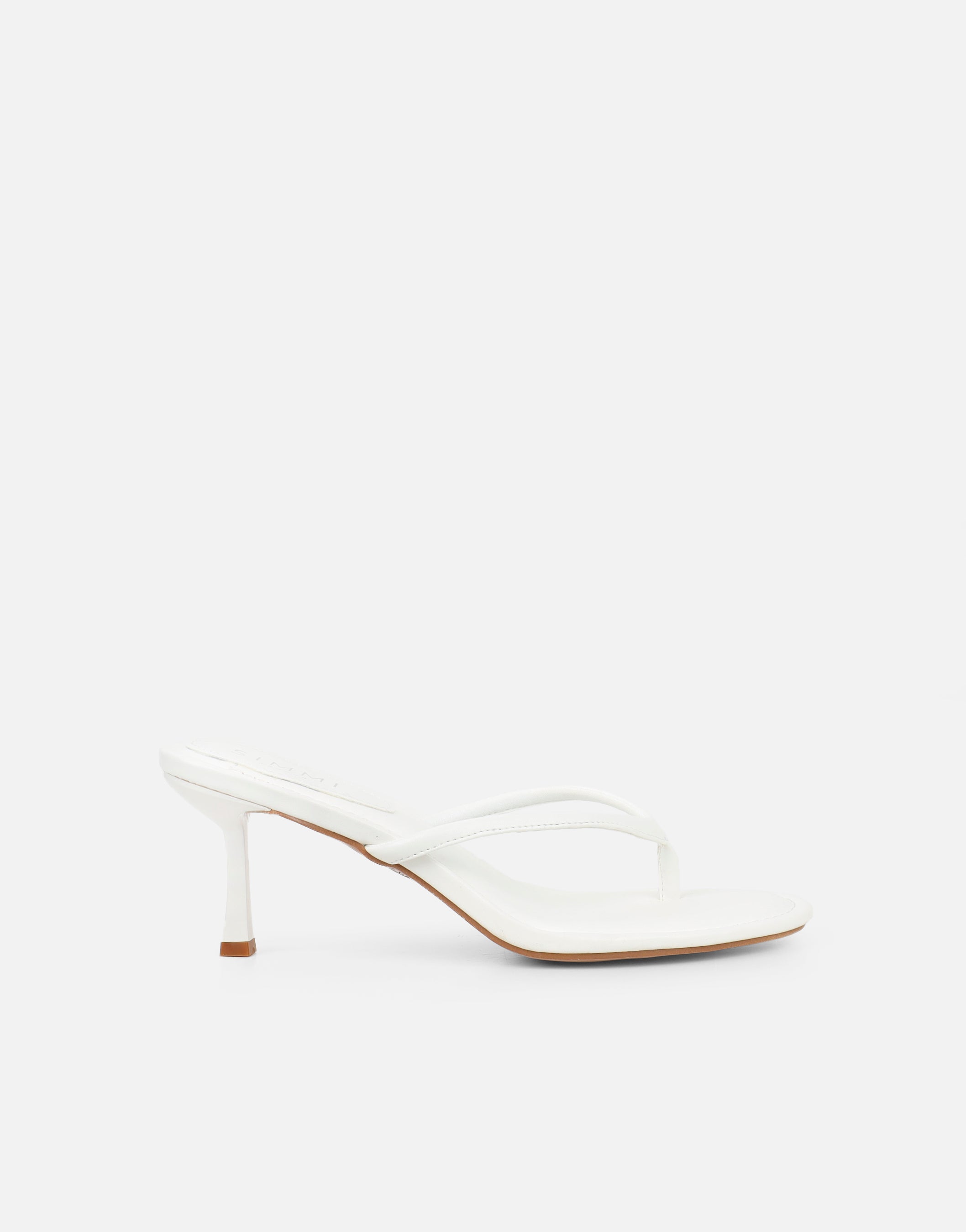 Tramonto White PU Toe Post Heeled Mules | SIMMI London