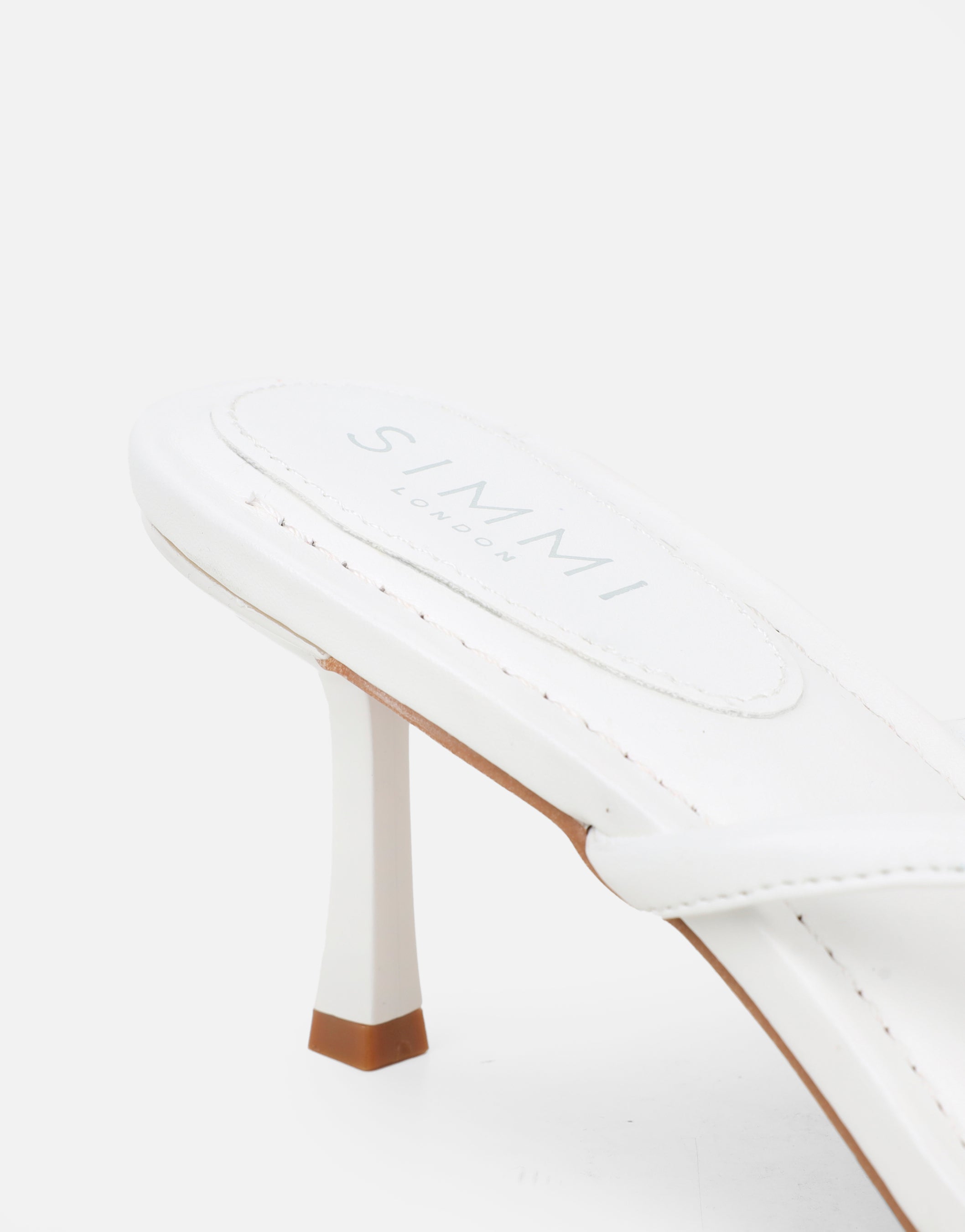 Tramonto White PU Toe Post Heeled Mules | SIMMI London