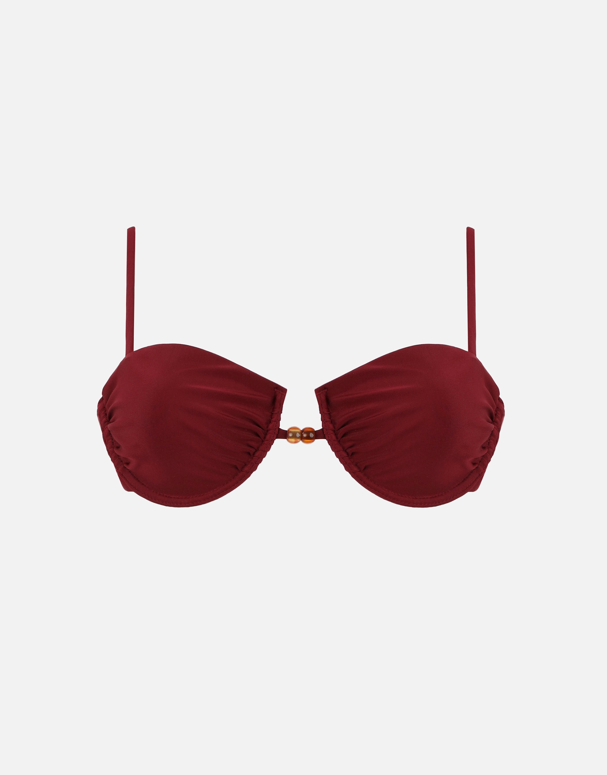 Tula Balconette Bikini Top with Bead Detail in burgundy | SIMMI London