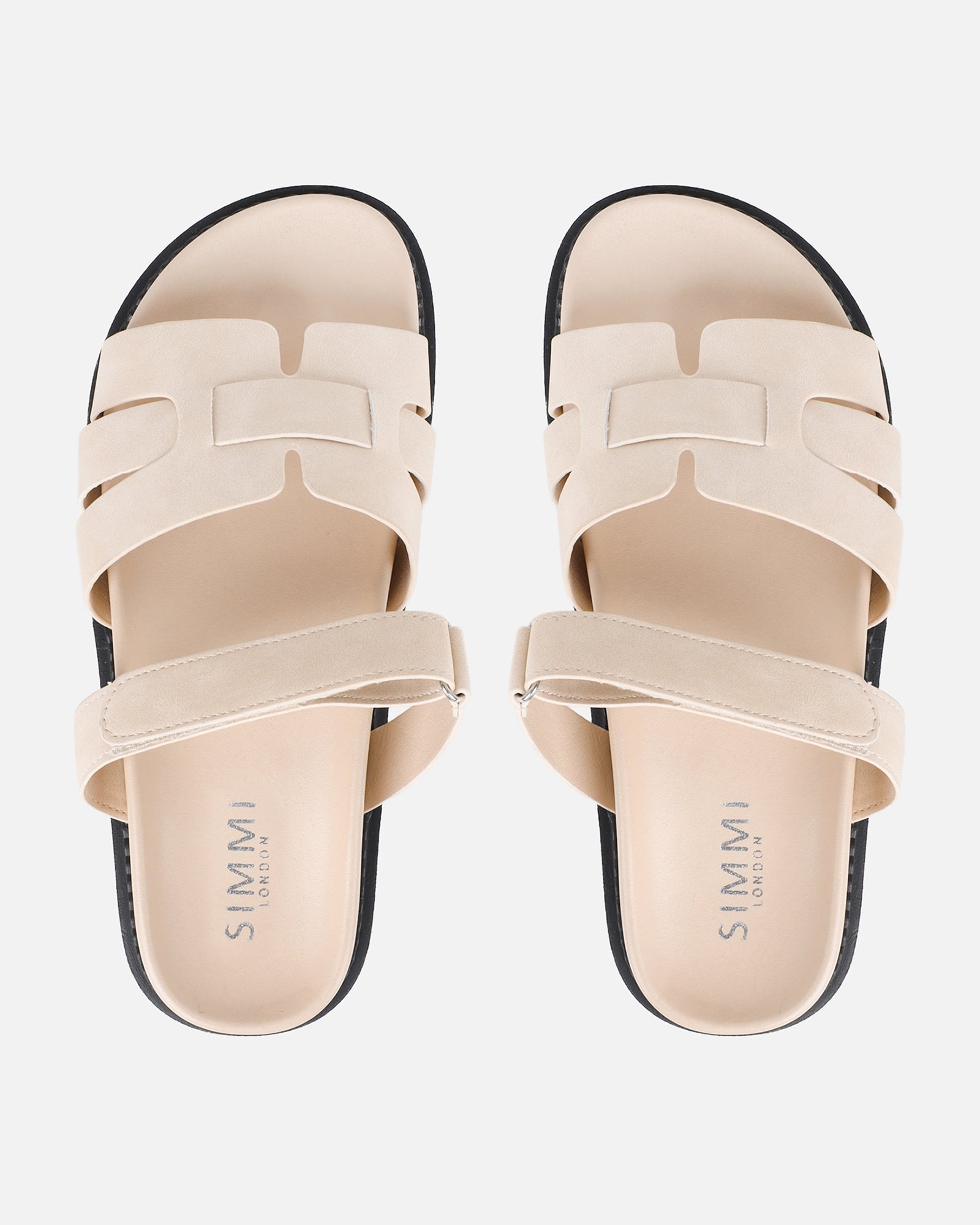 Adelle Beige Nubuck Chunky Footbed Slides | SIMMI London