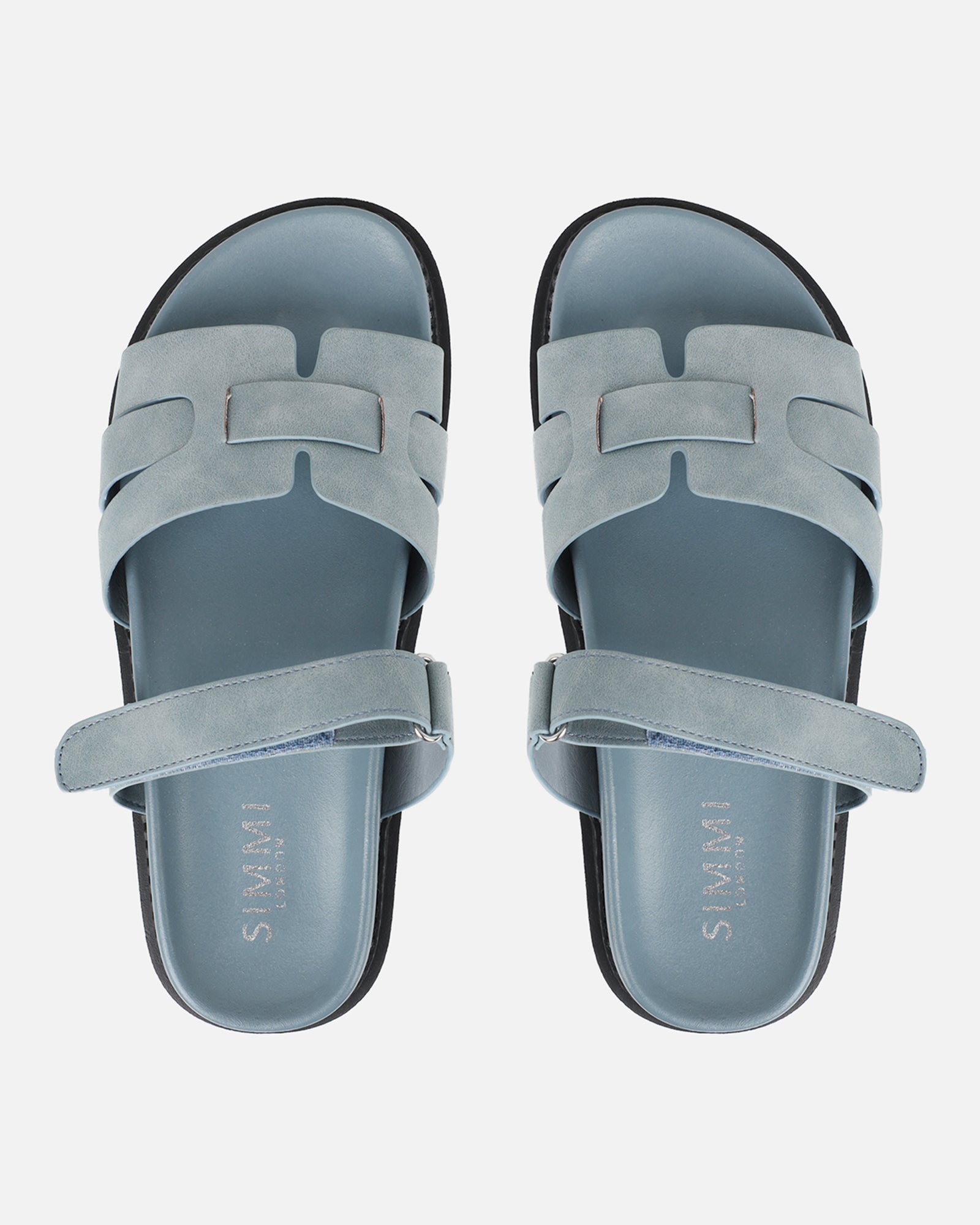 Adelle Blue Nubuck Chunky Footbed Slides | SIMMI London