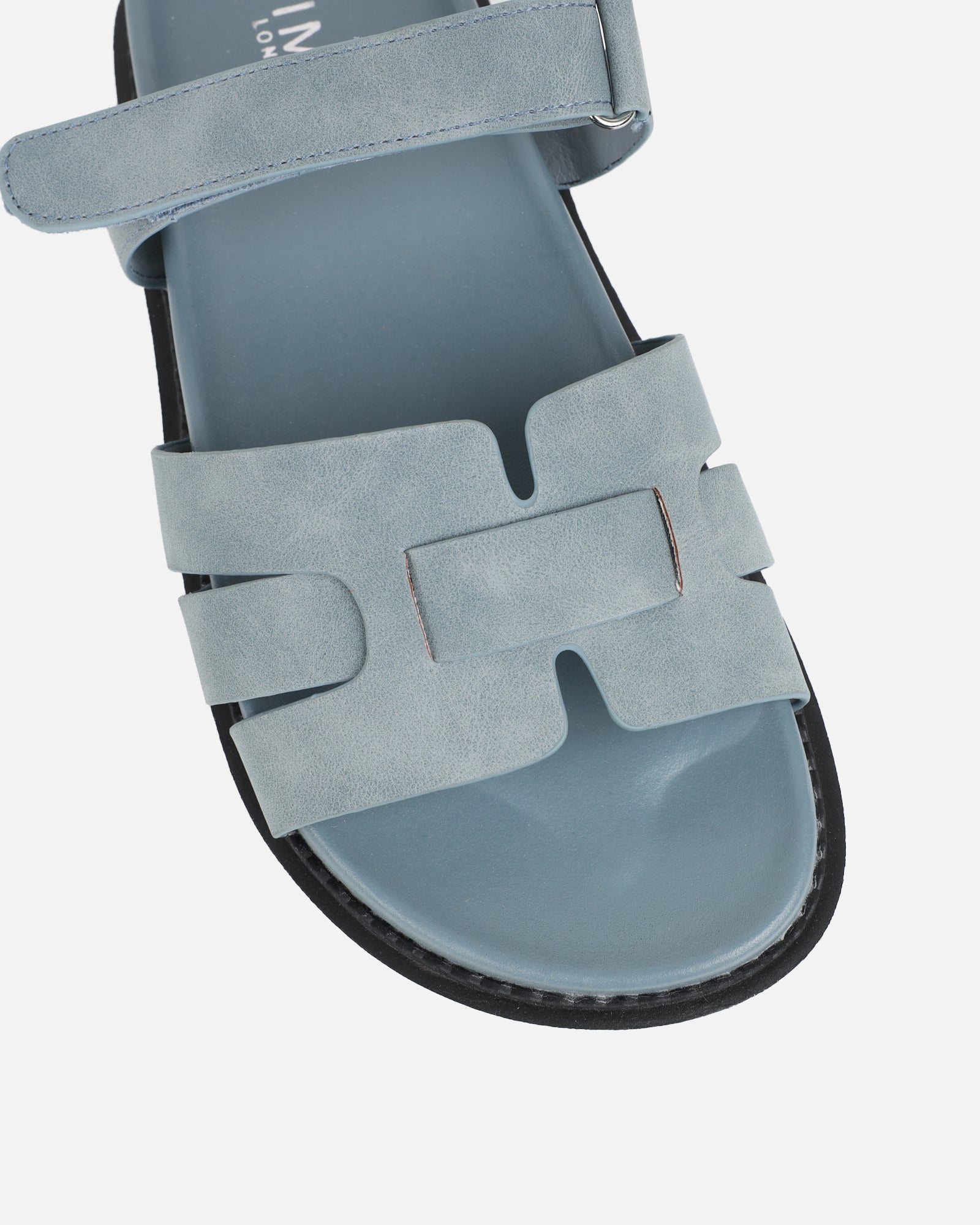 Adelle Blue Nubuck Chunky Footbed Slides | SIMMI London