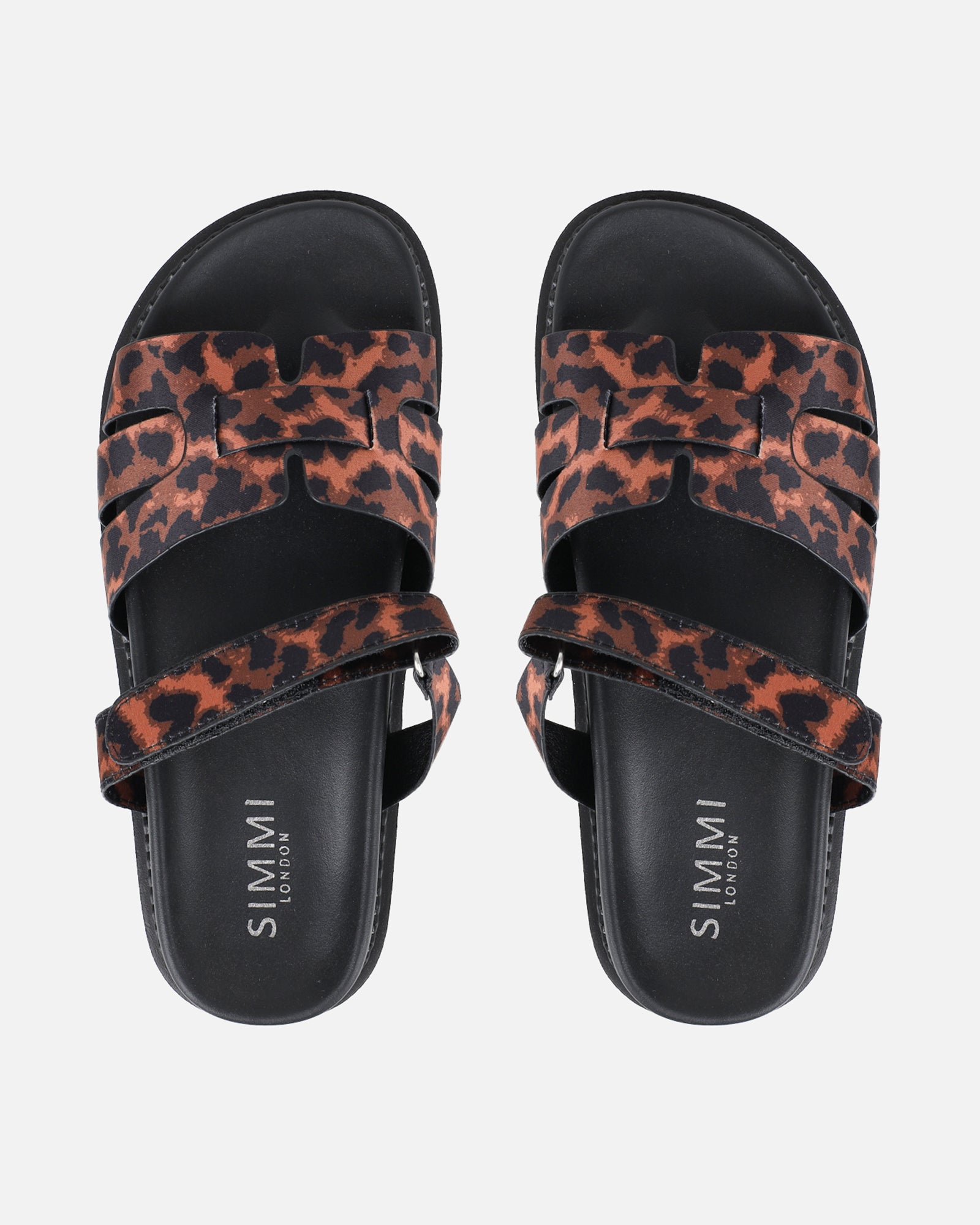 Adelle Leopard Satin Chunky Footbed Slides | SIMMI London