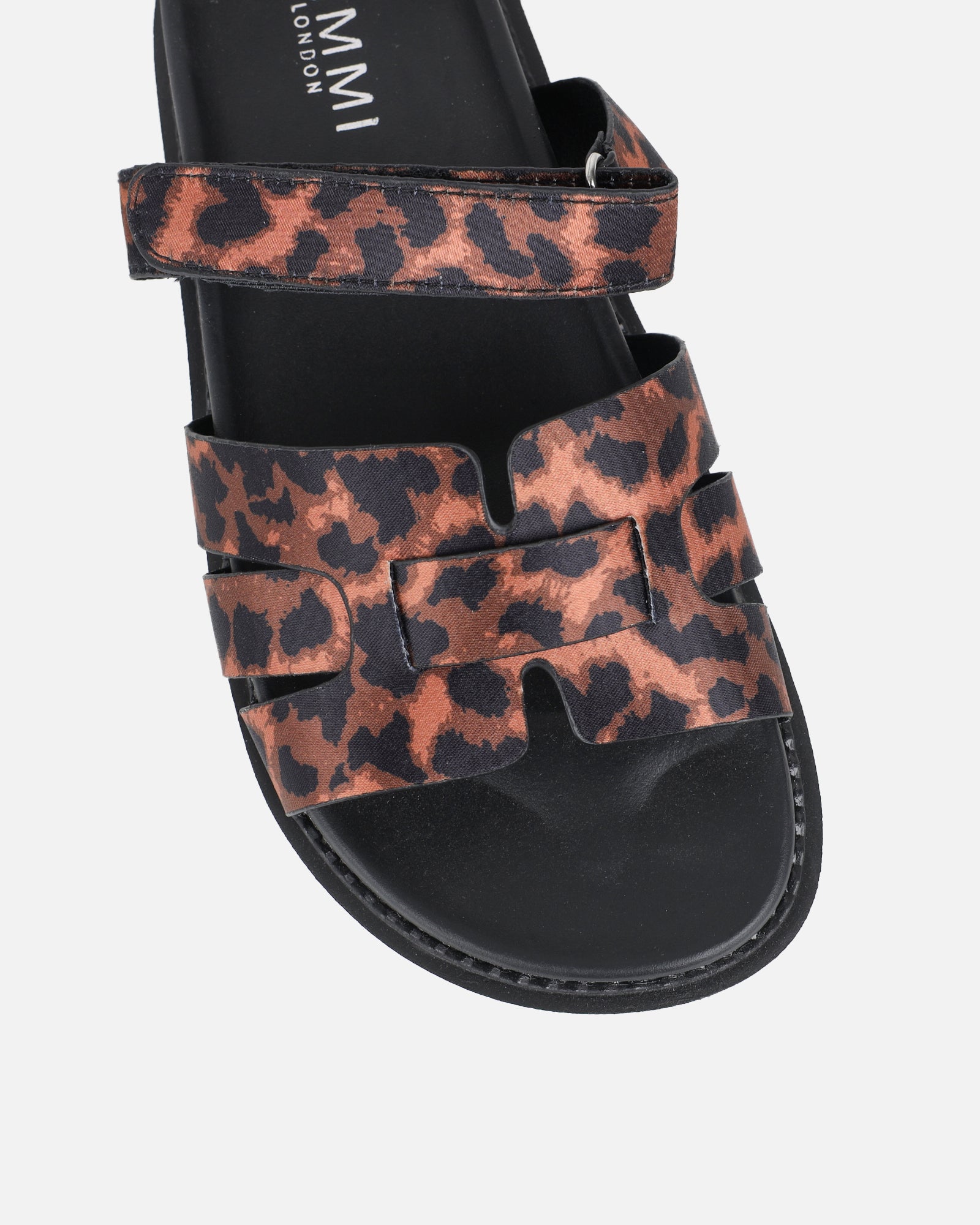 Adelle Leopard Satin Chunky Footbed Slides | SIMMI London