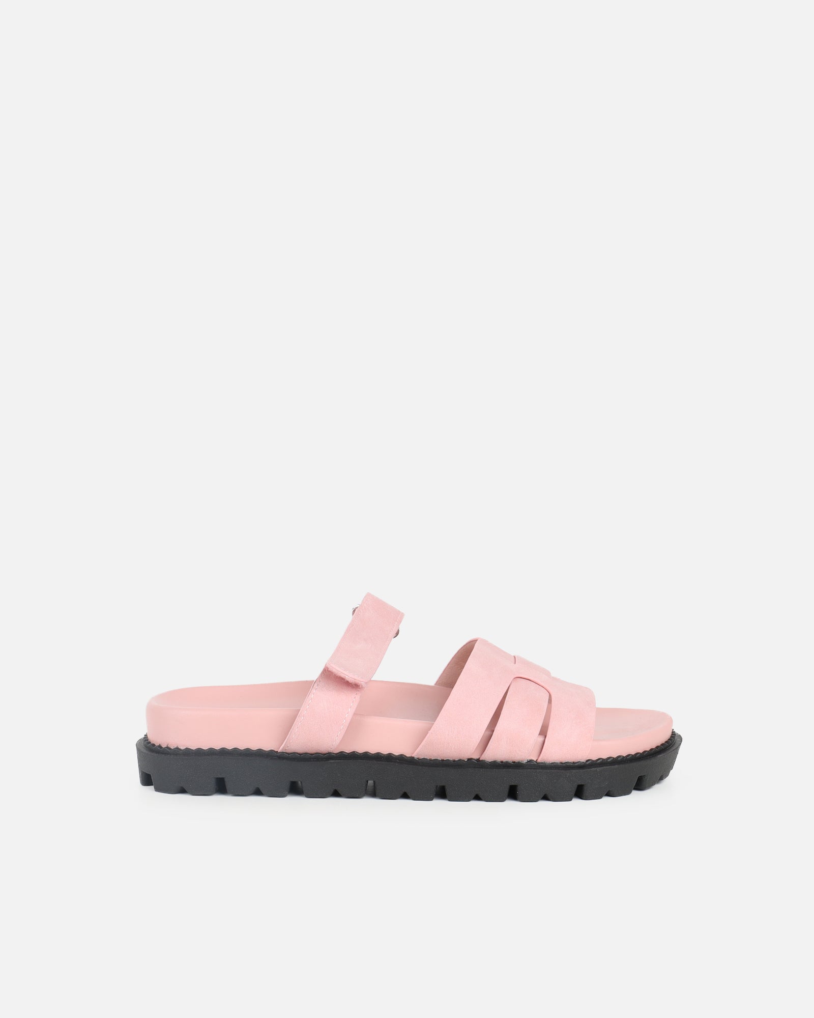 Adelle Pink Nubuck Chunky Footbed Slides | SIMMI London