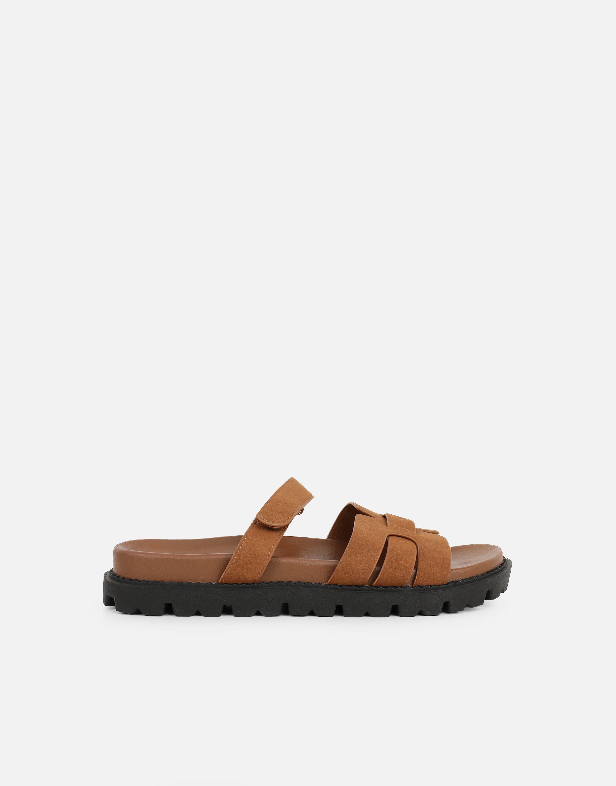 Adelle Tan Nubuck Chunky Footbed Slides | SIMMI London