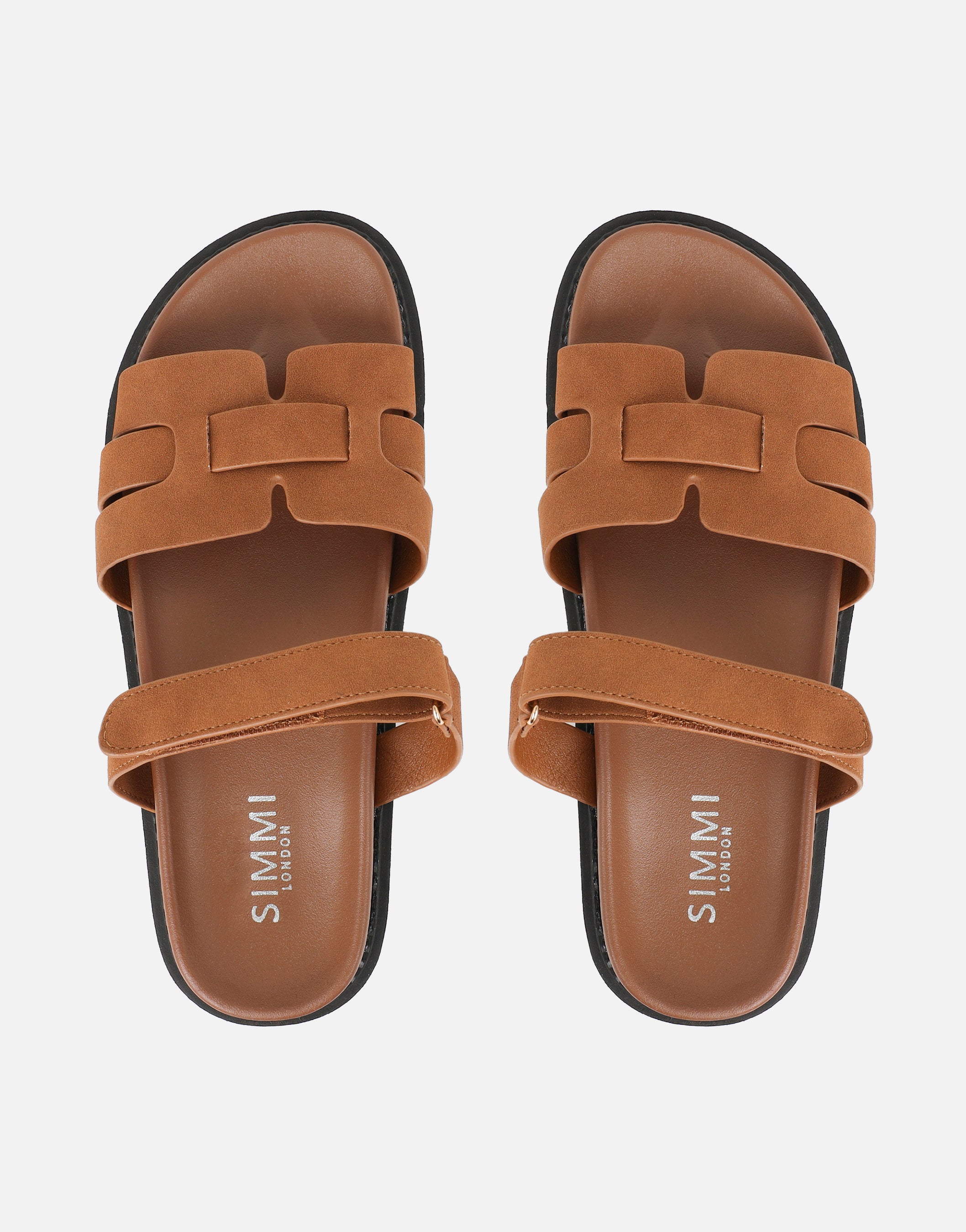 Adelle Tan Nubuck Chunky Footbed Slides | SIMMI London