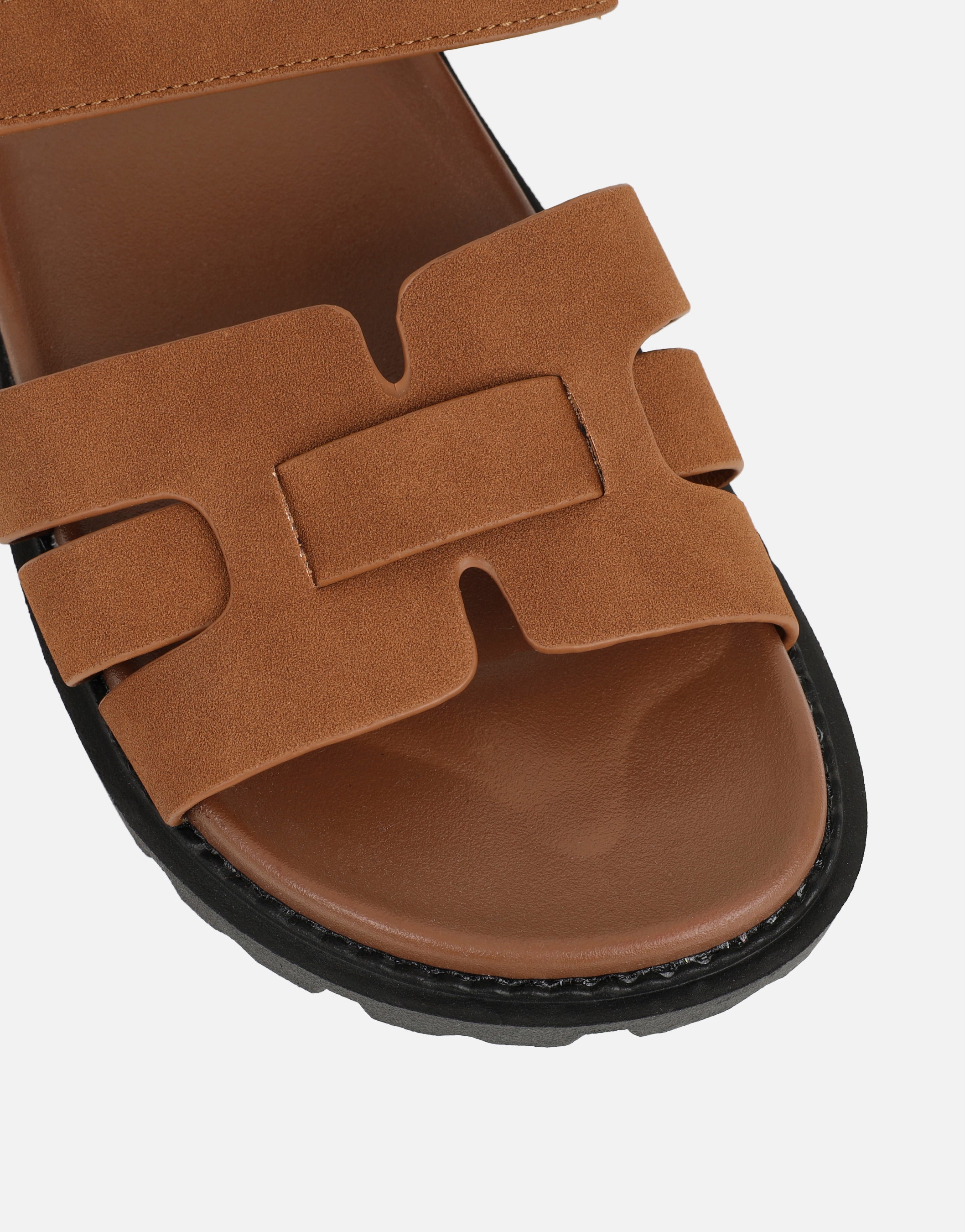 Adelle Tan Nubuck Chunky Footbed Slides | SIMMI London