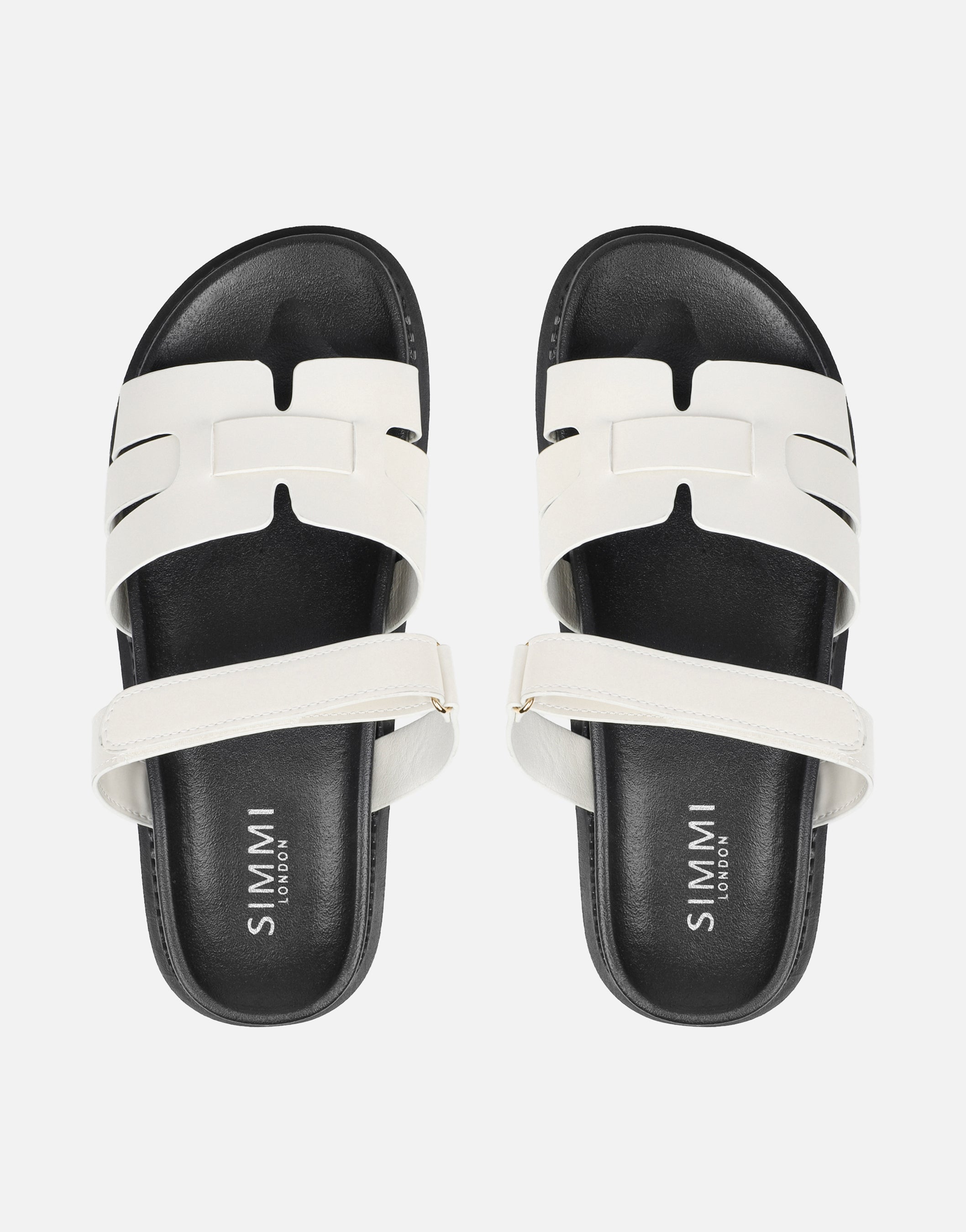 Adelle White Box Chunky Footbed Slides | SIMMI London