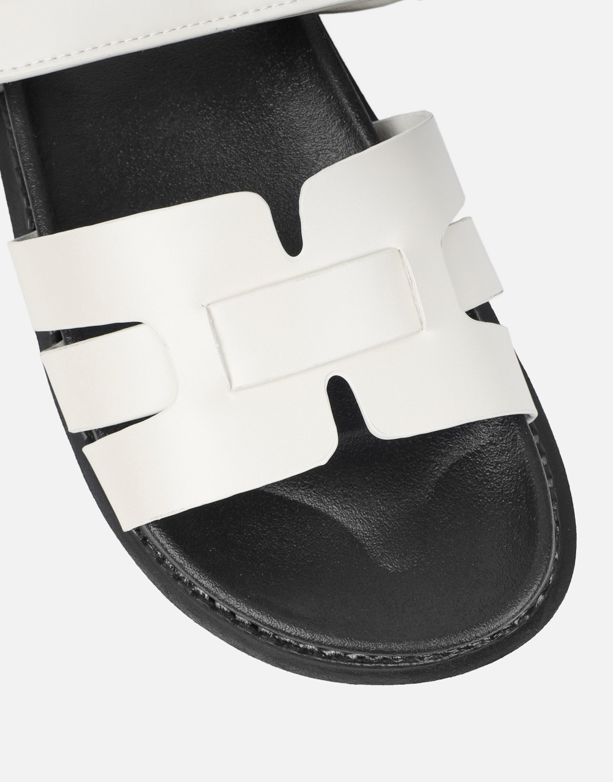 Adelle White Box Chunky Footbed Slides | SIMMI London