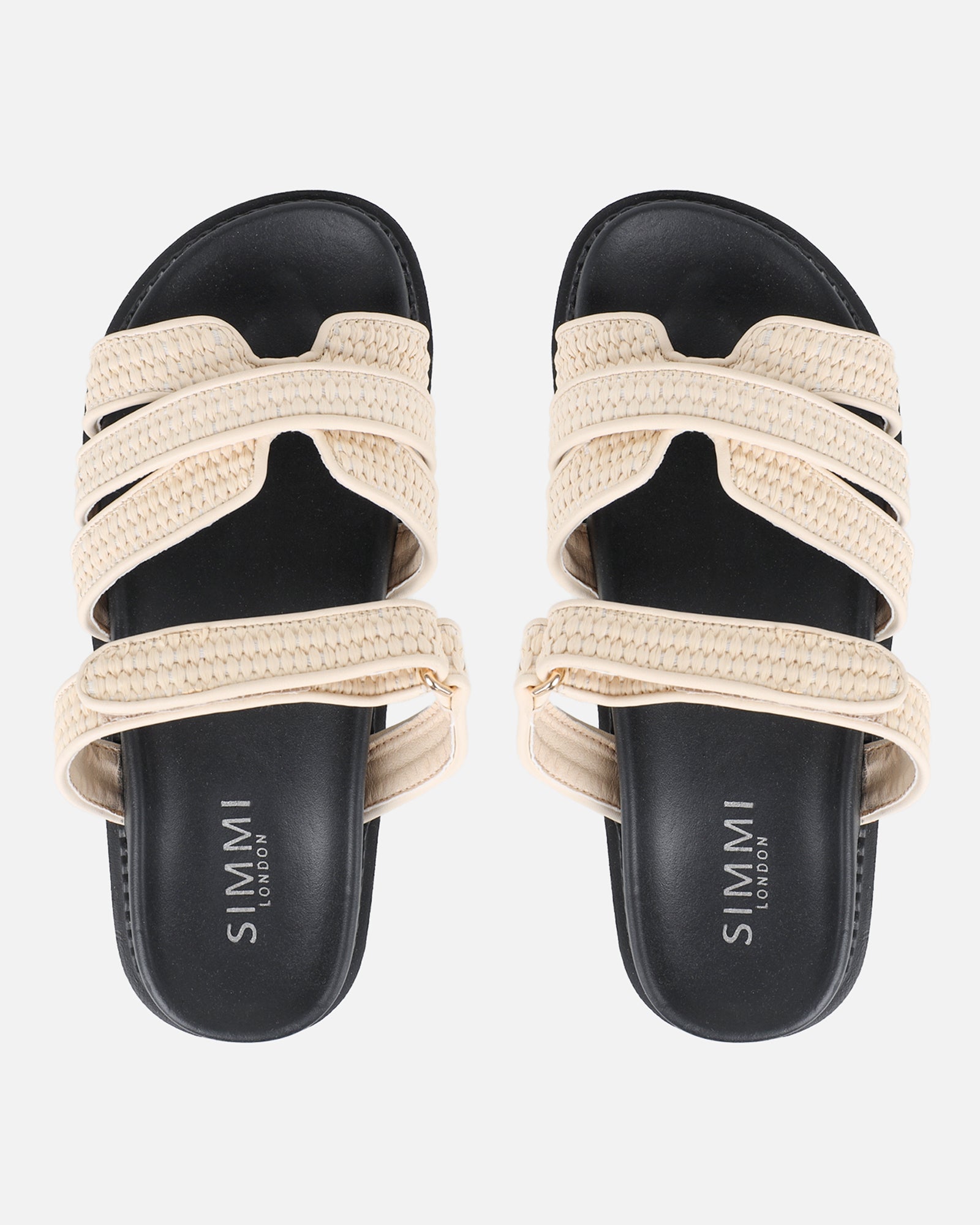 Veil Beige Raffia Chunky Sliders | SIMMI London