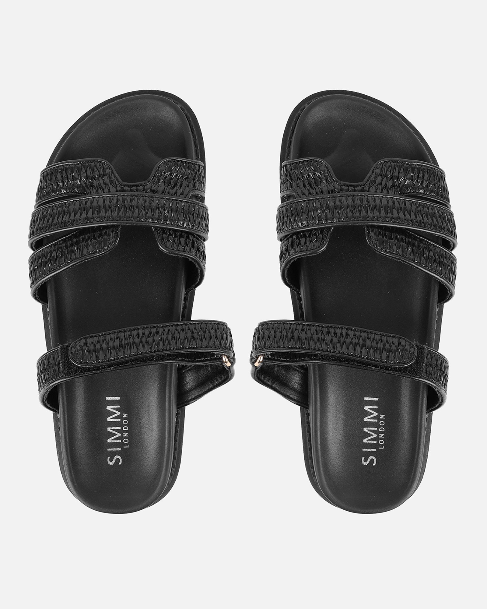 Veil Black Raffia Chunky Sliders | SIMMI London