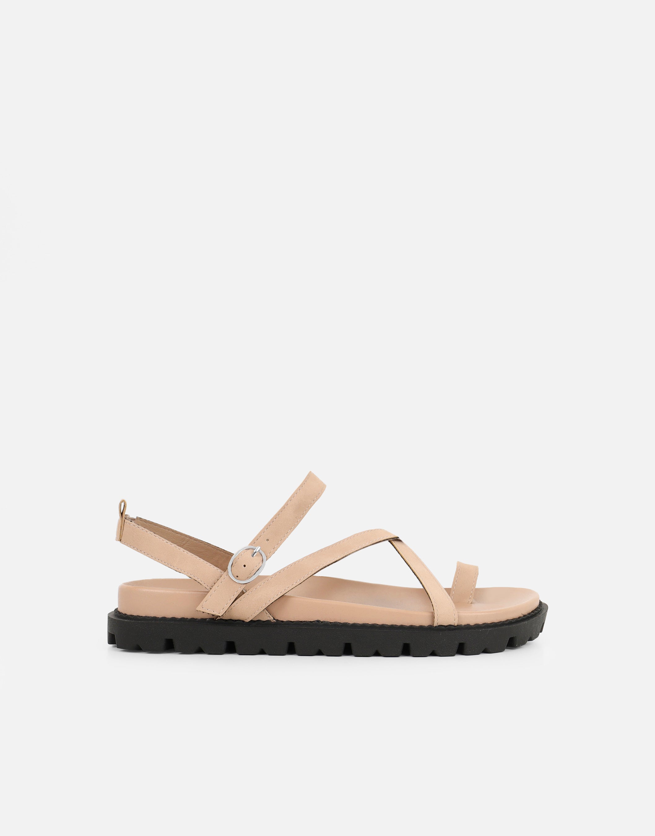 Verity Biege Nubuck Strappy Chunky Footbed Sandals | SIMMI London
