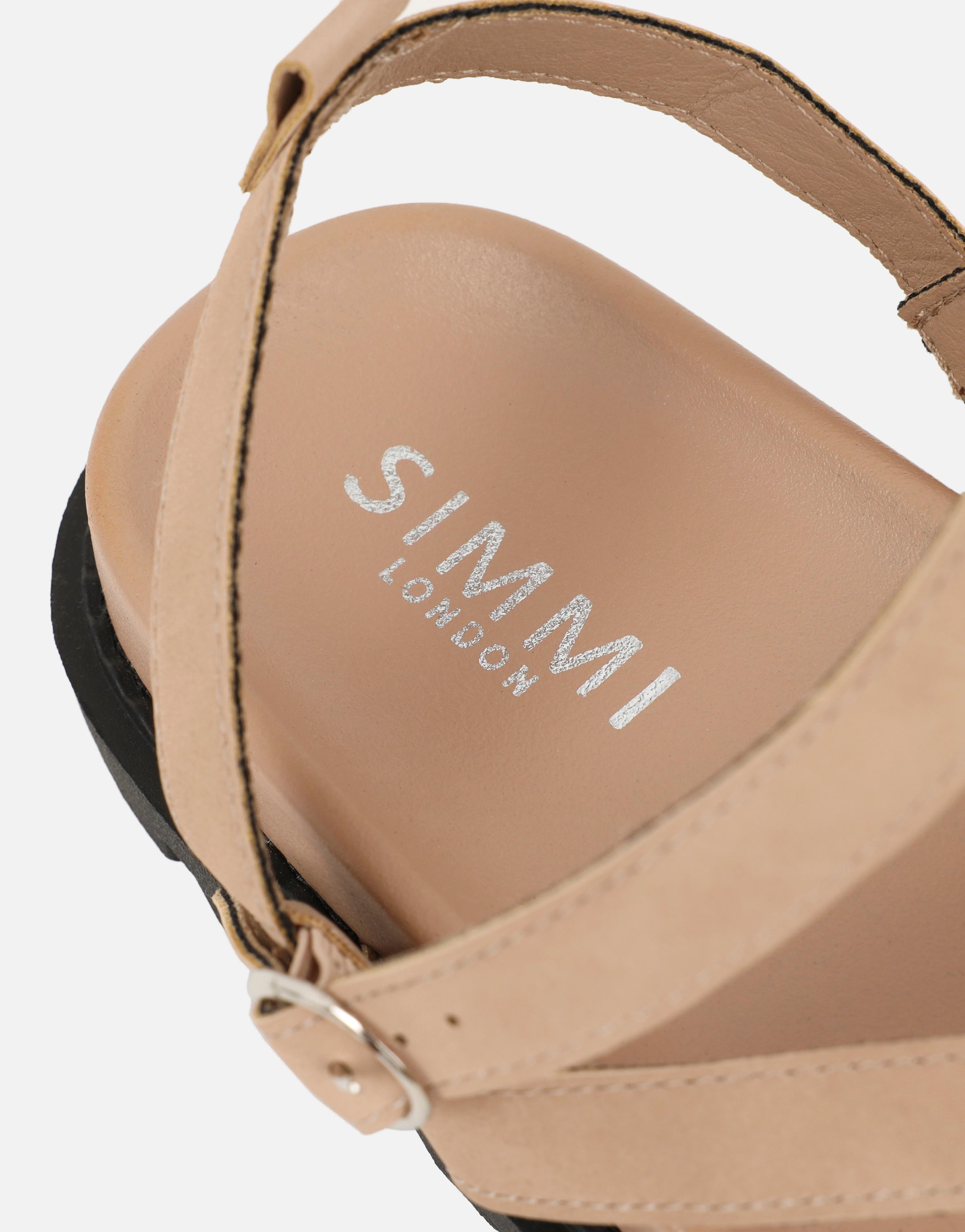 Verity Biege Nubuck Strappy Chunky Footbed Sandals | SIMMI London
