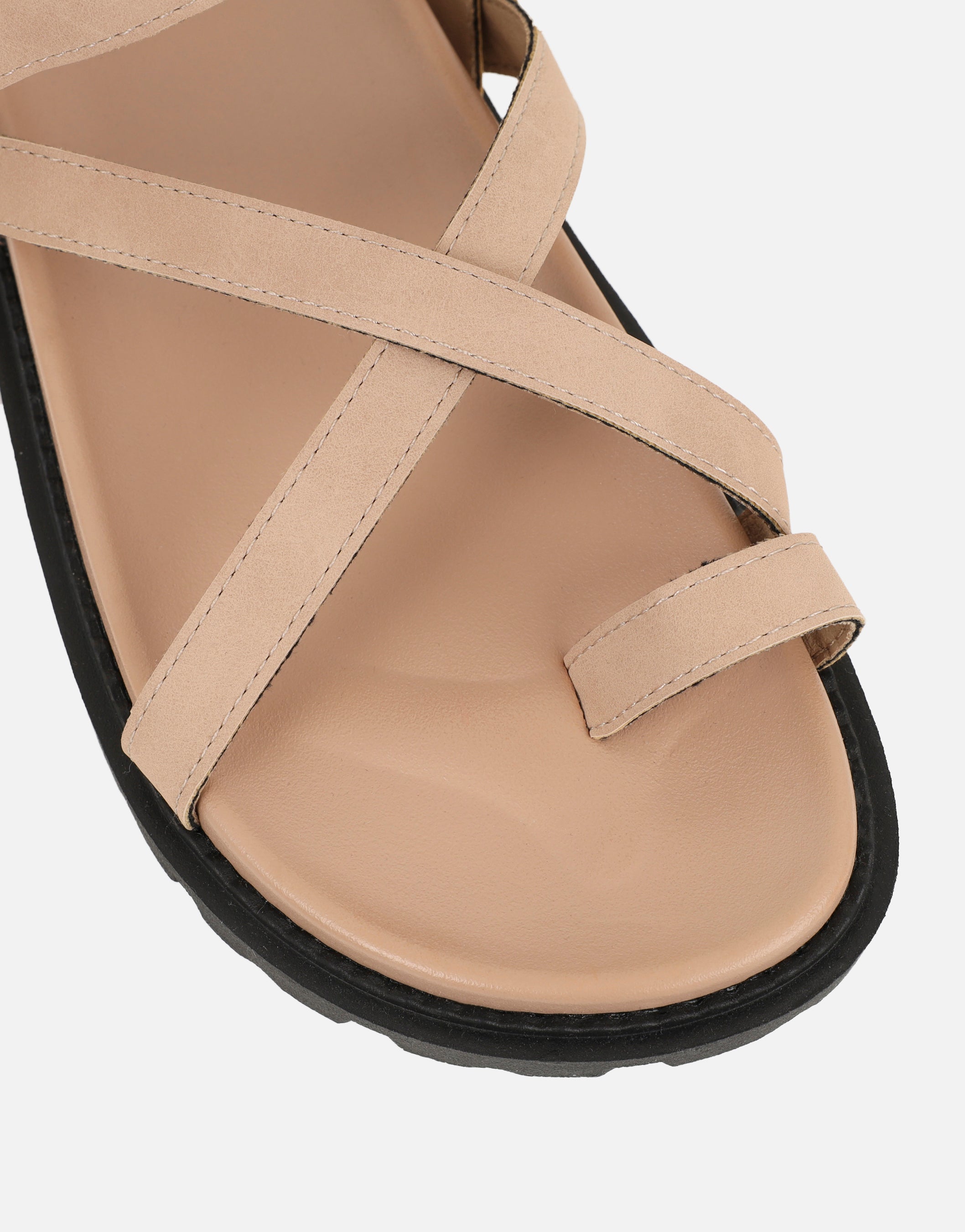 Verity Biege Nubuck Strappy Chunky Footbed Sandals | SIMMI London