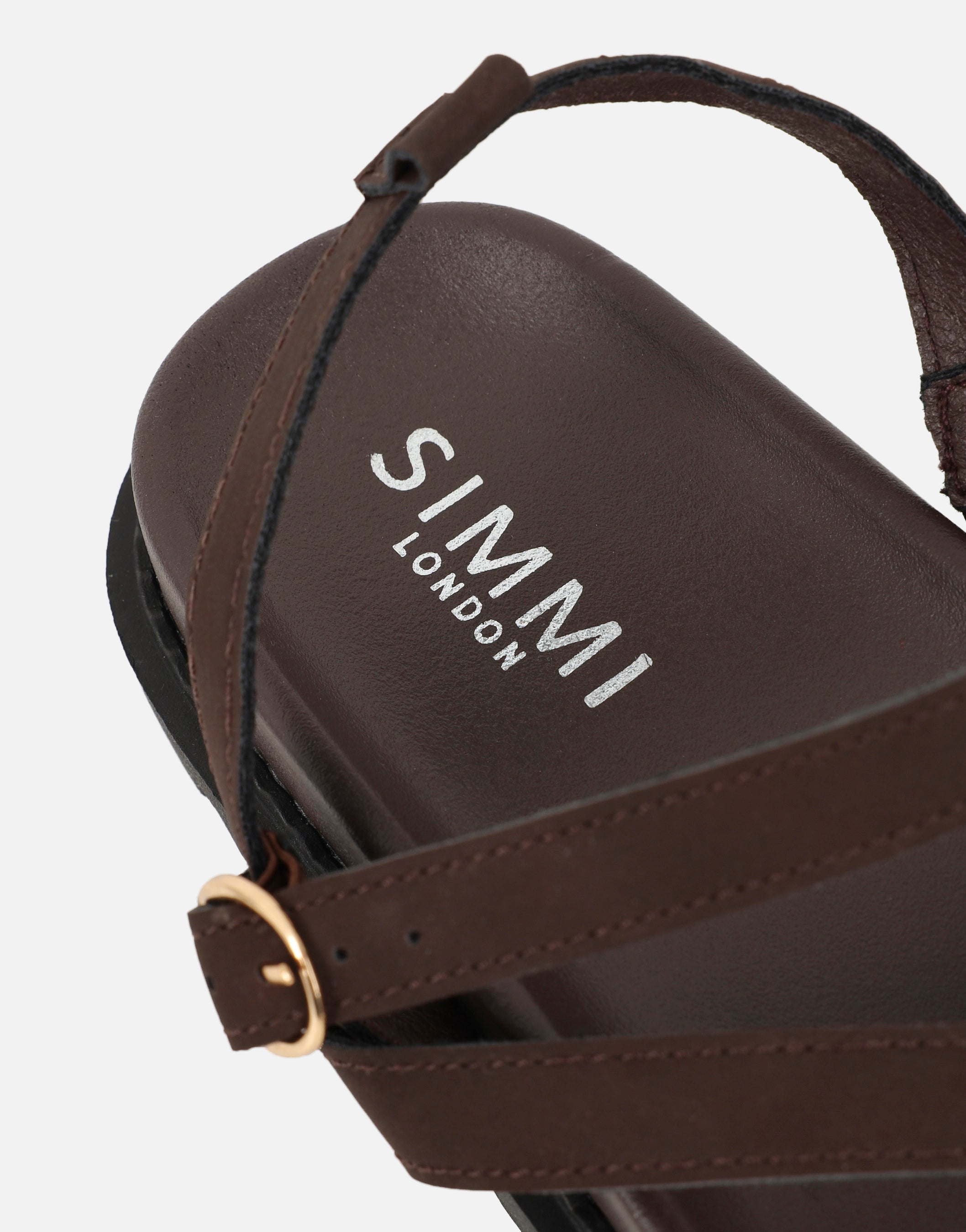 Verity Brown Nubuck Strappy Chunky Footbed Sandals | SIMMI London