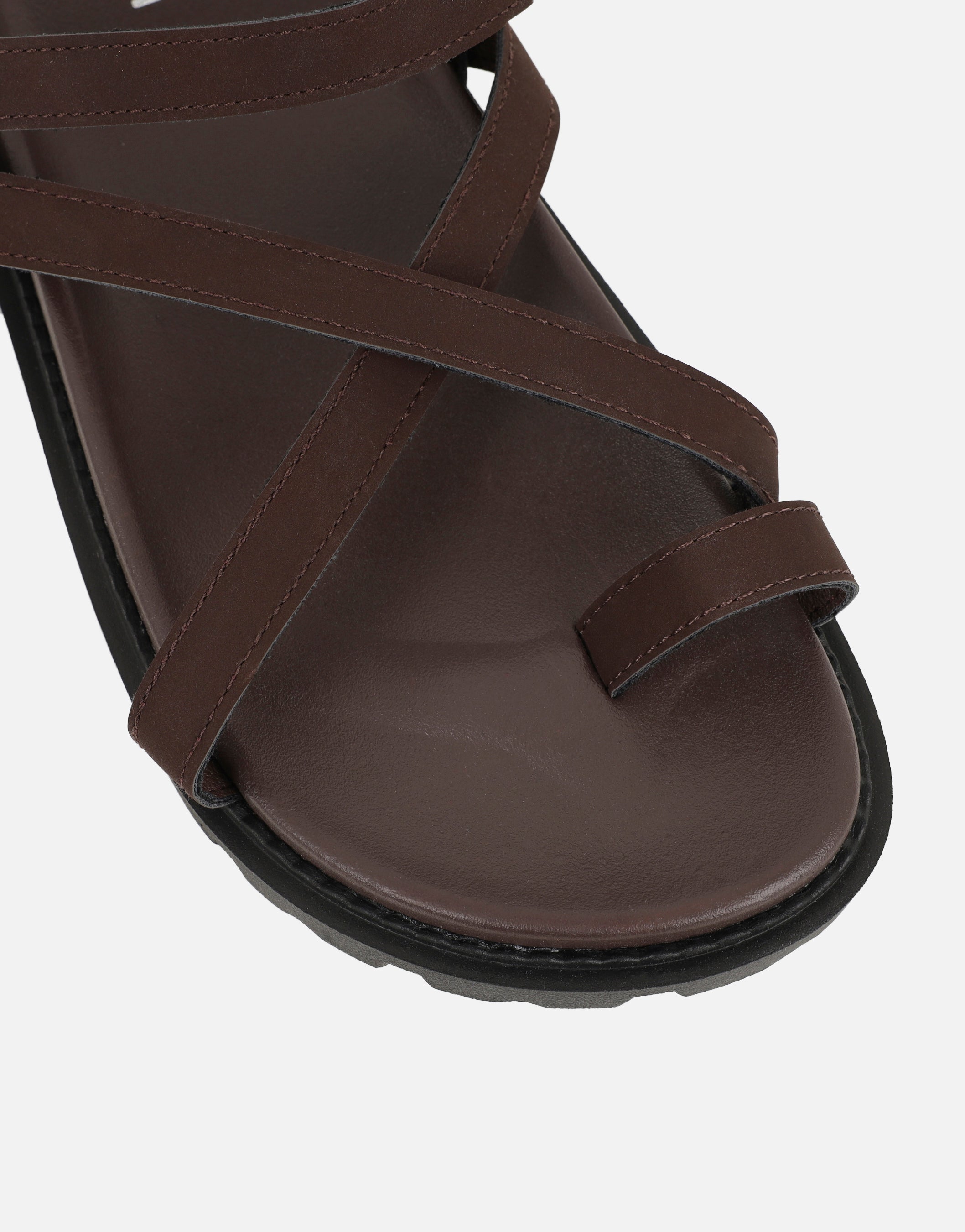Verity Brown Nubuck Strappy Chunky Footbed Sandals | SIMMI London