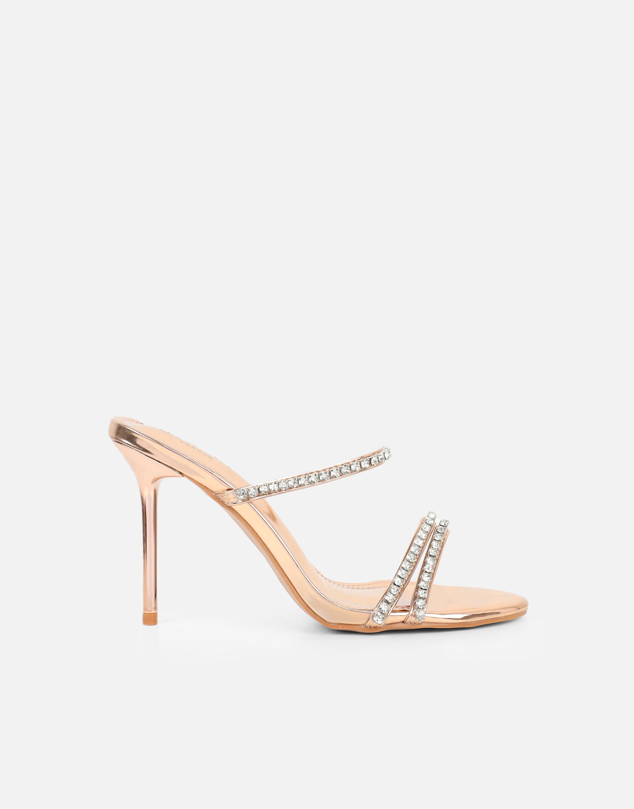 Carnie Rose Gold Metallic Diamante Mules | SIMMI London