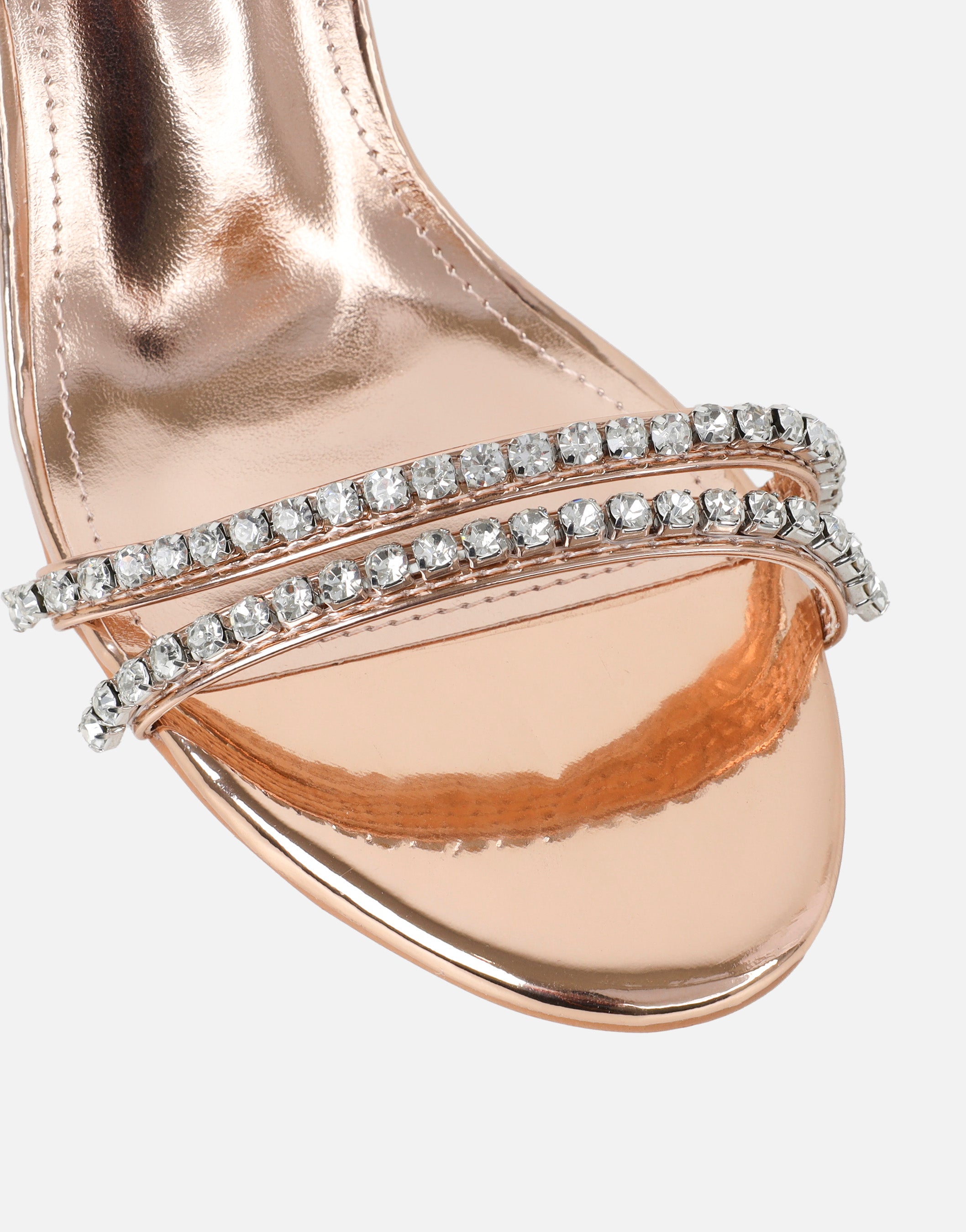 Carnie Rose Gold Metallic Diamante Mules | SIMMI London