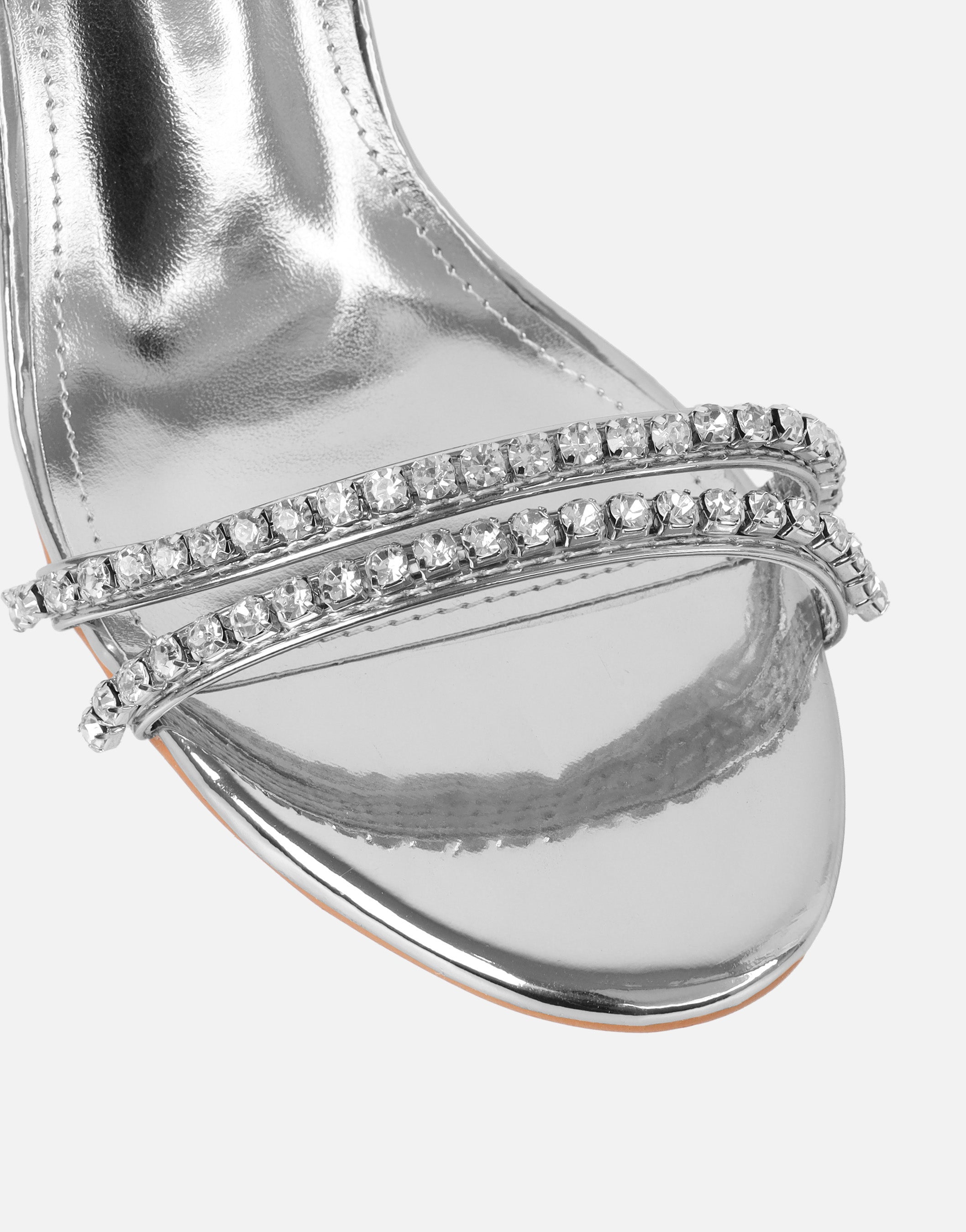 Carnie Silver Mirror Mules | SIMMI London