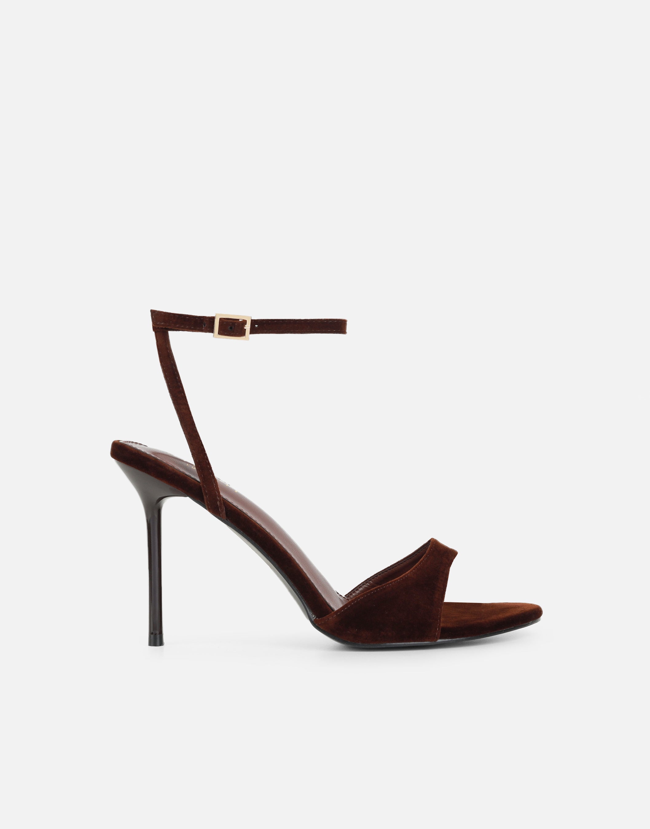 Wynna Brown Velvet Classic Heeled Sandal | SIMMI London