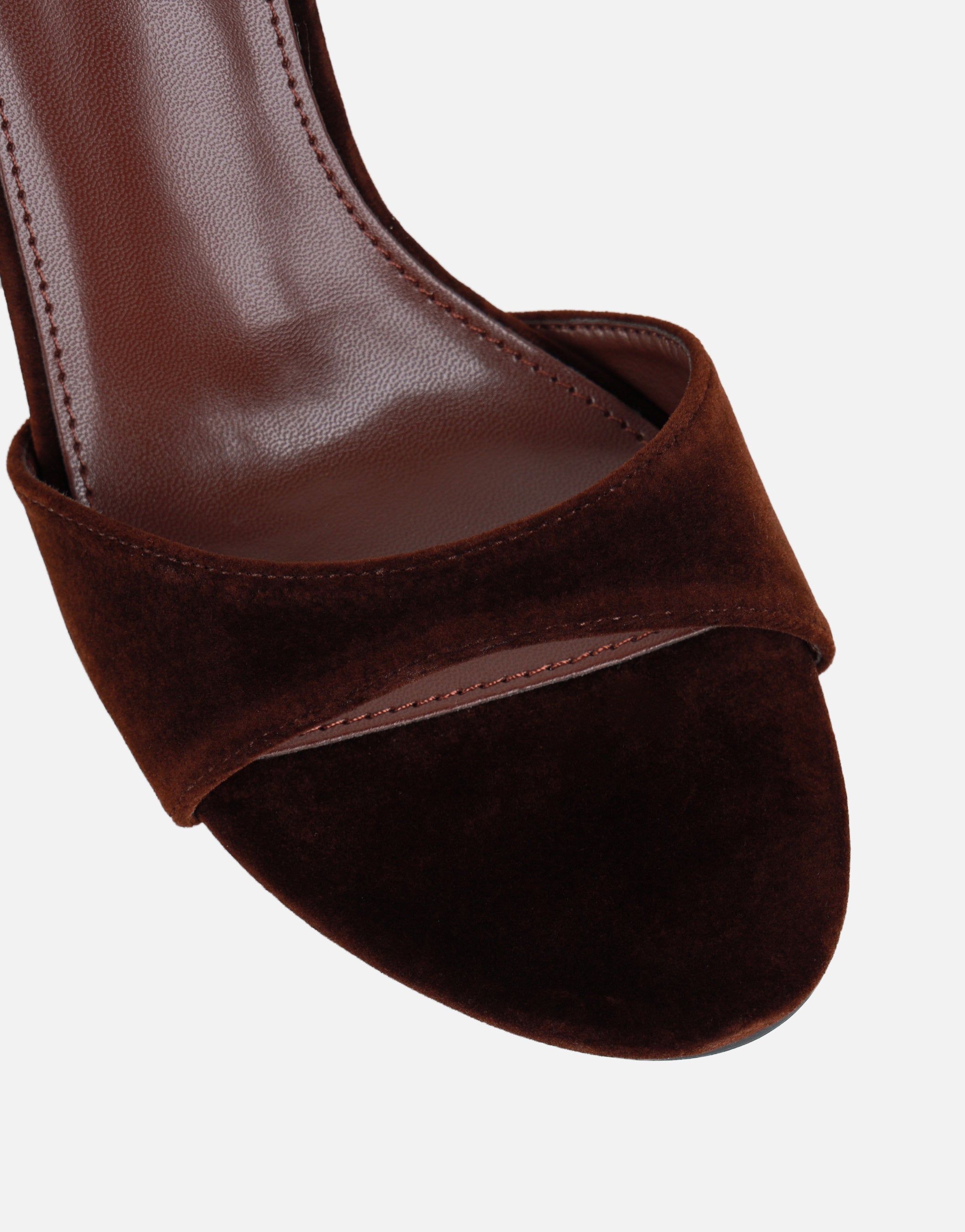 Wynna Brown Velvet Classic Heeled Sandal | SIMMI London
