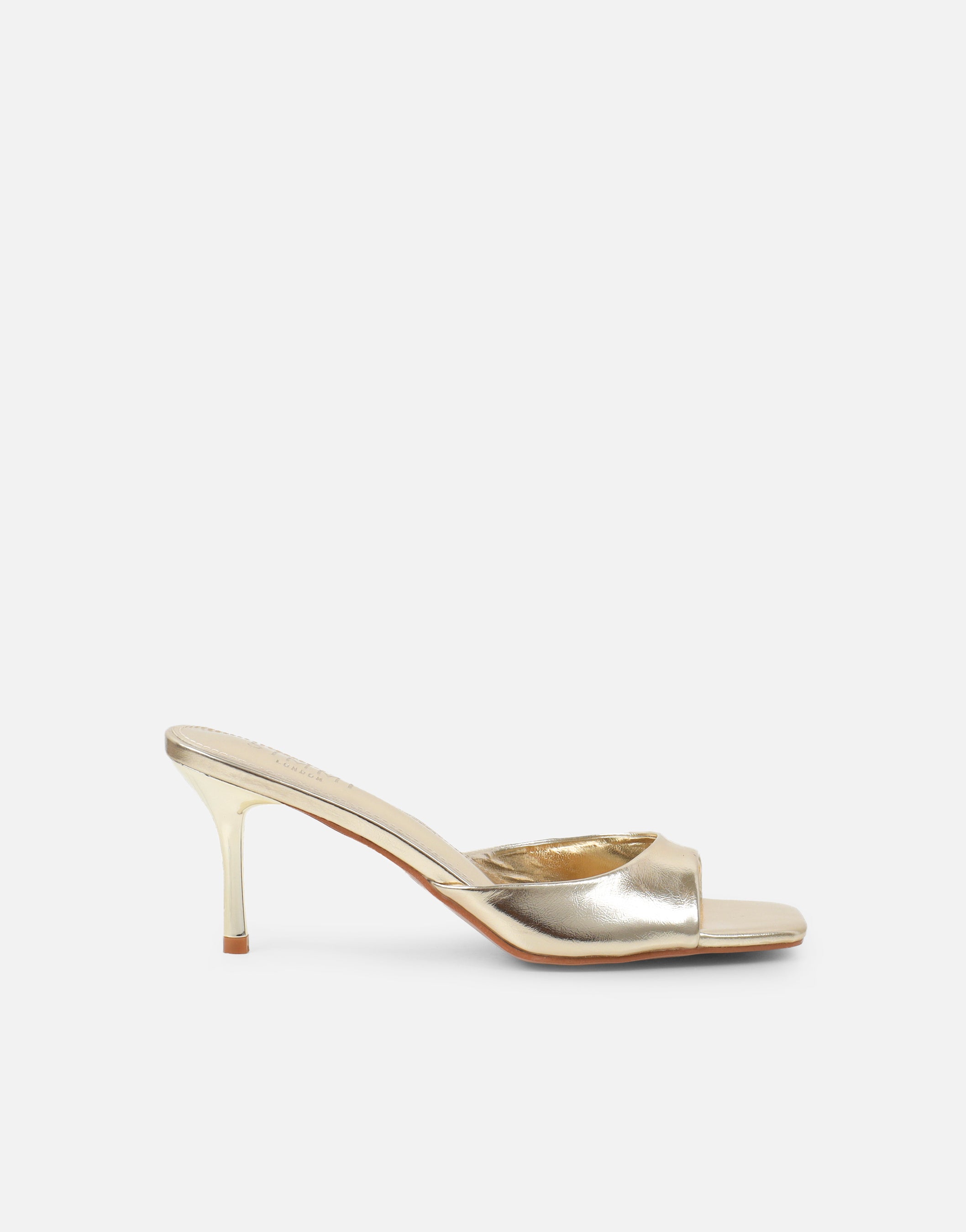 Yuhi Gold Metallic Square Toe Heeled Mules | SIMMI London