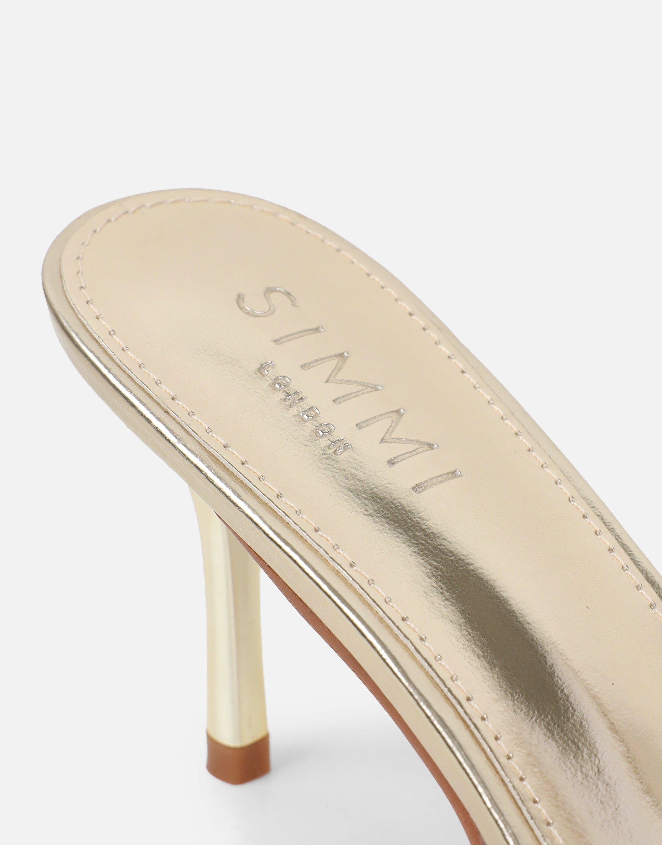 Yuhi Gold Metallic Square Toe Heeled Mules | SIMMI London