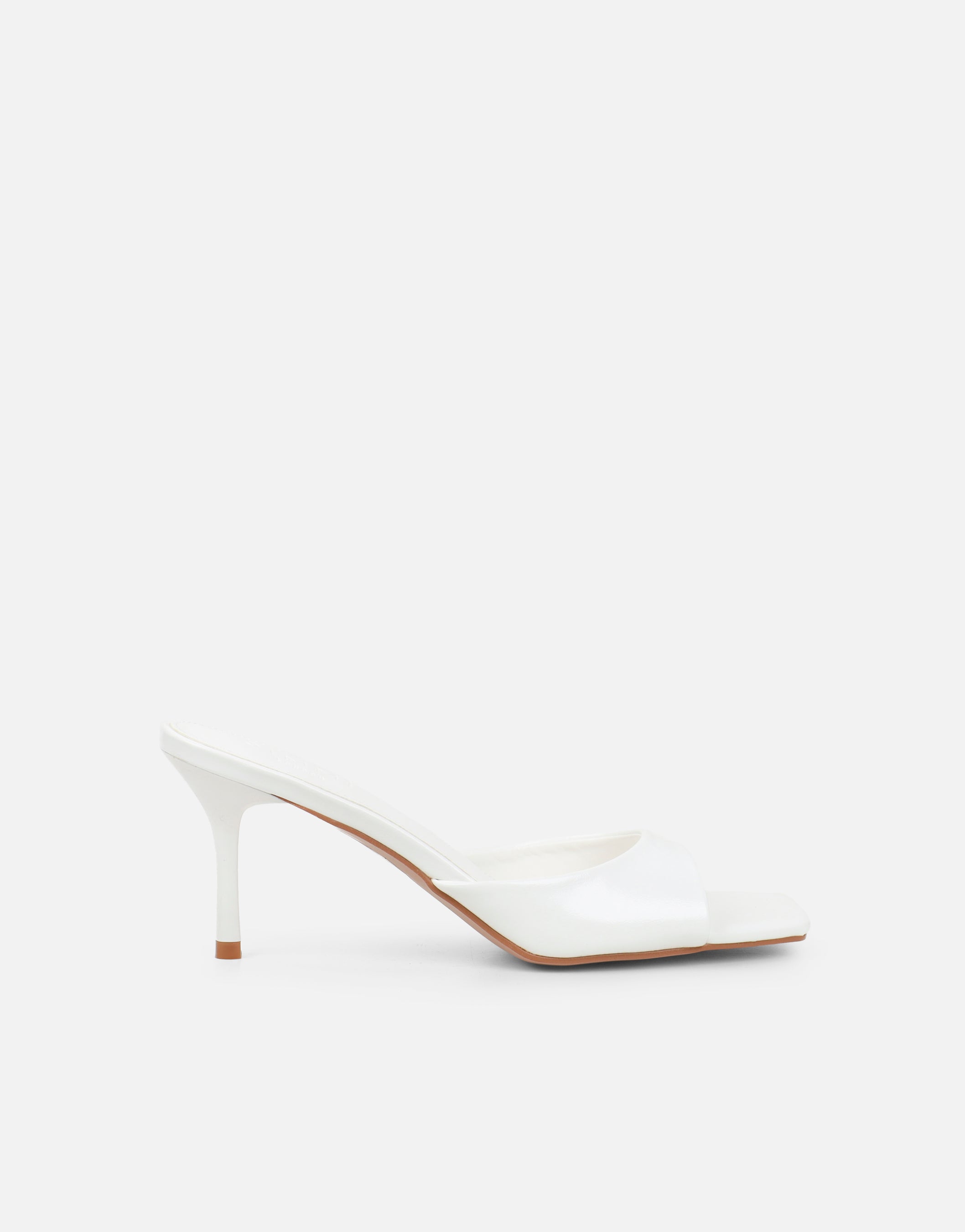 Yuhi White Square Toe Heeled Mules | SIMMI London
