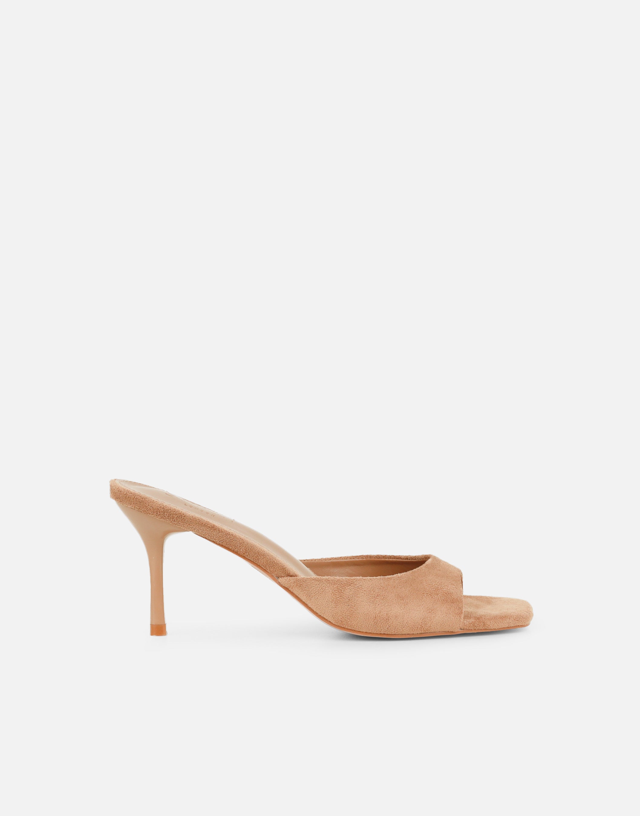 Yuhi Beige Suede Mule Heels | SIMMI London
