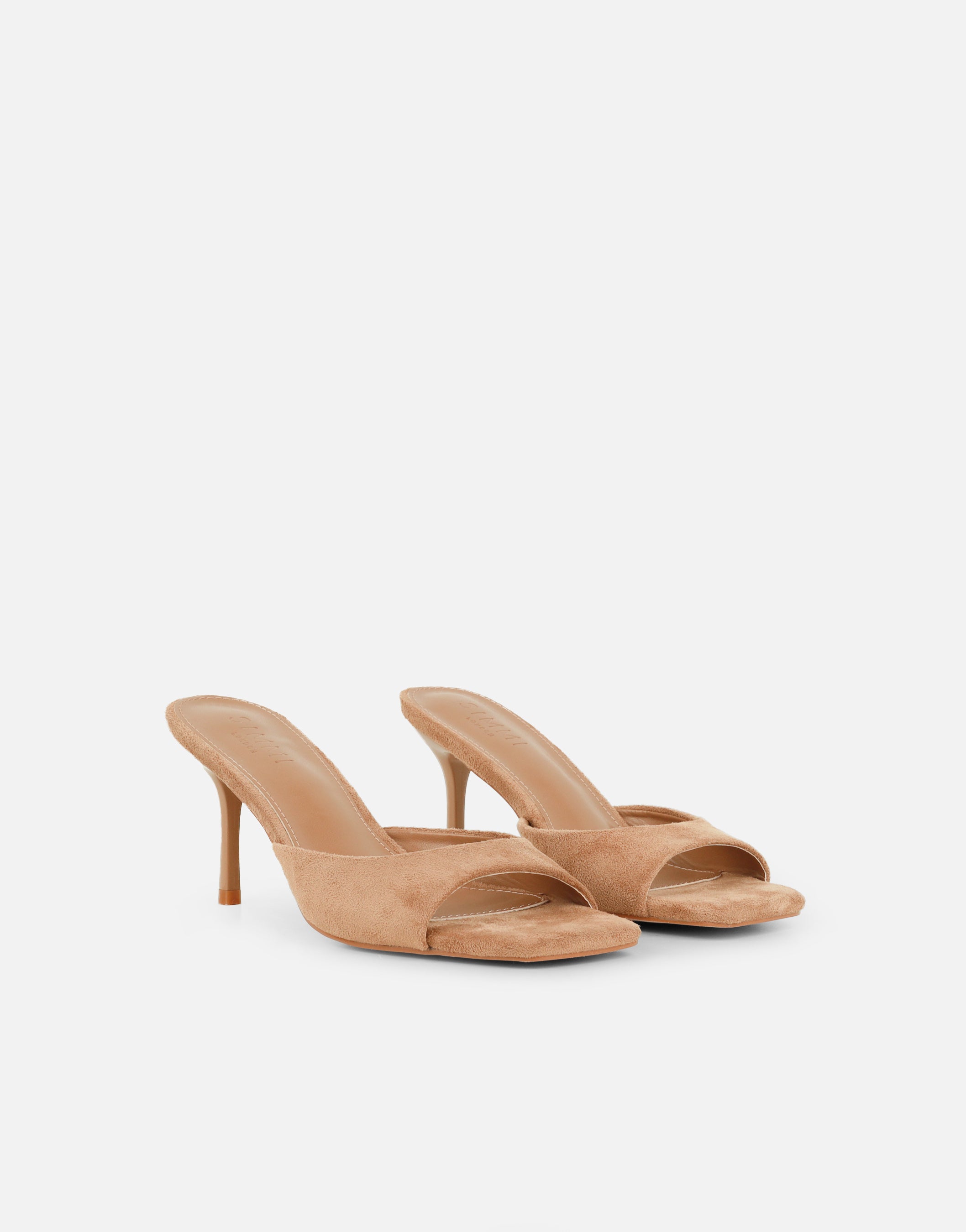 Yuhi Beige Suede Mule Heels | SIMMI London