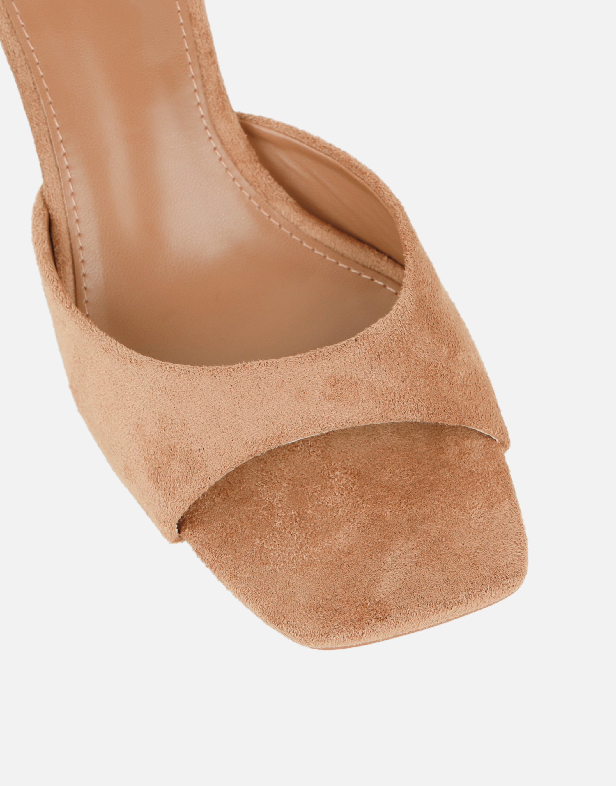 Yuhi Beige Suede Mule Heels | SIMMI London