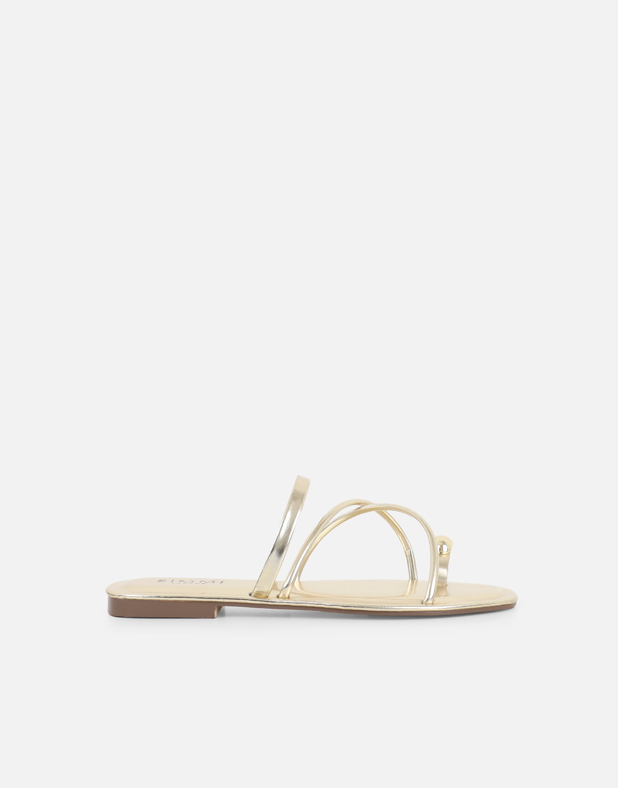 Zina Gold Metallic Gold To Detail Flat Sandals | SIMMI London