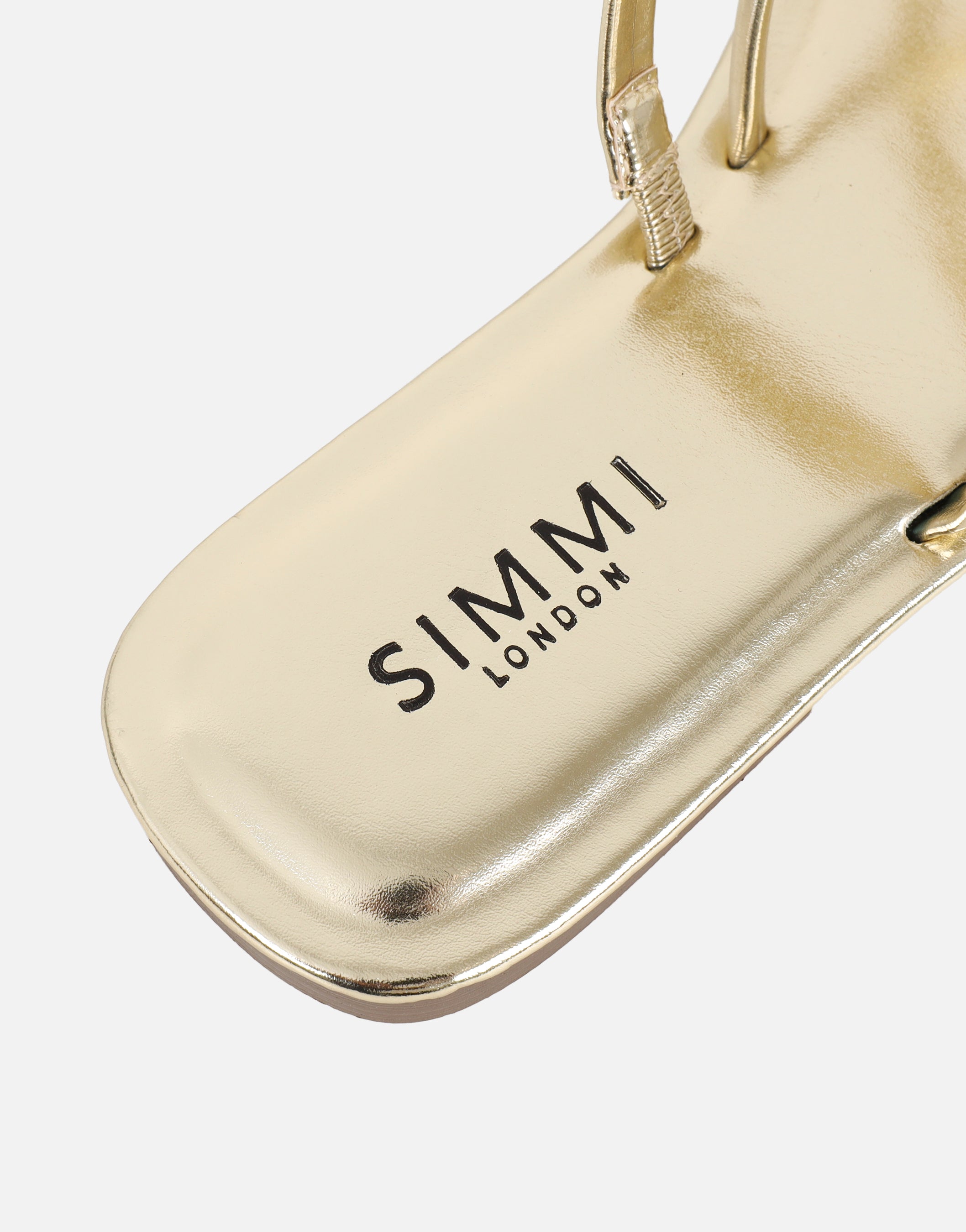 Zina Gold Metallic Gold To Detail Flat Sandals | SIMMI London