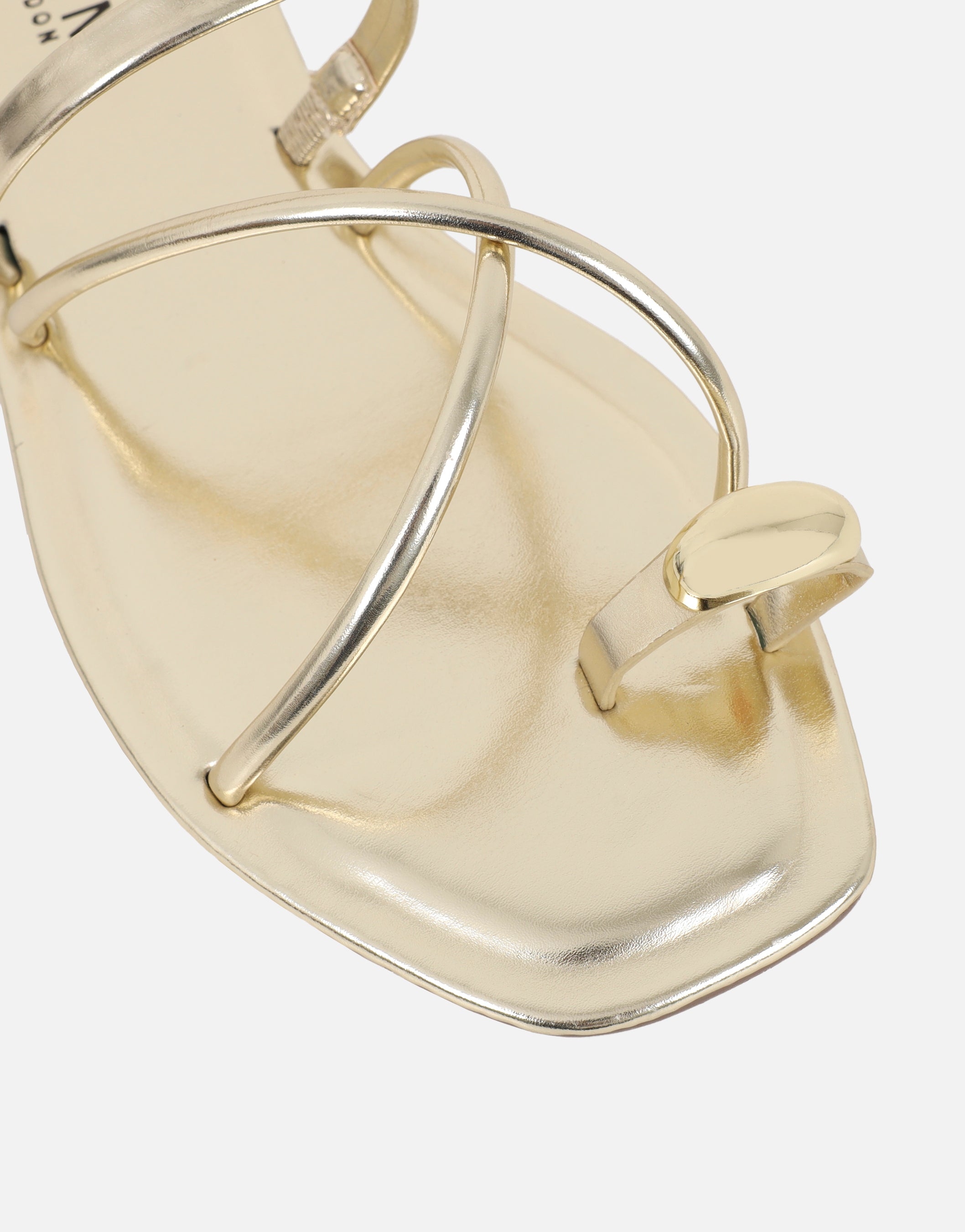 Zina Gold Metallic Gold To Detail Flat Sandals | SIMMI London