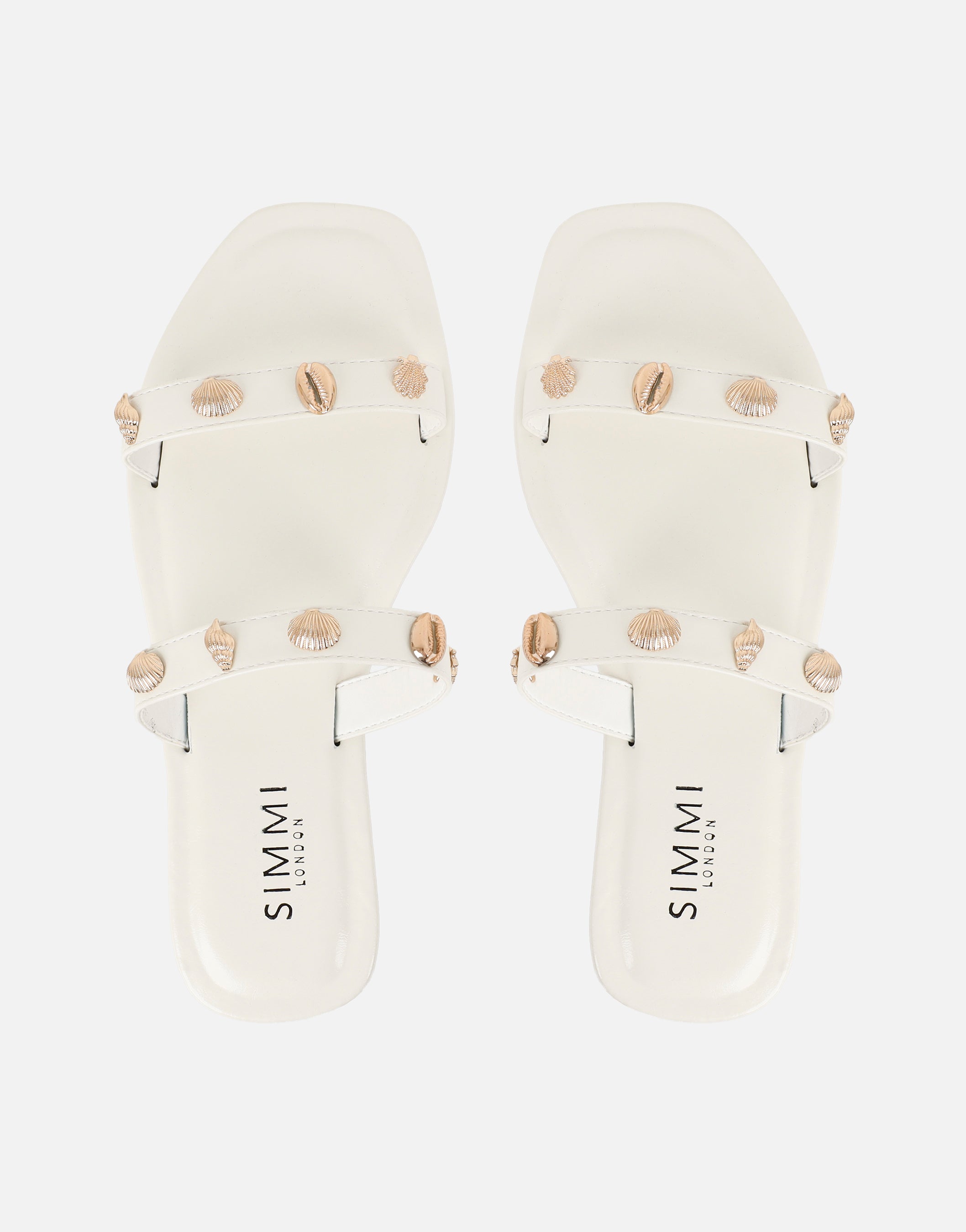 Chiara White Embellished Flat Sandals | SIMMI London