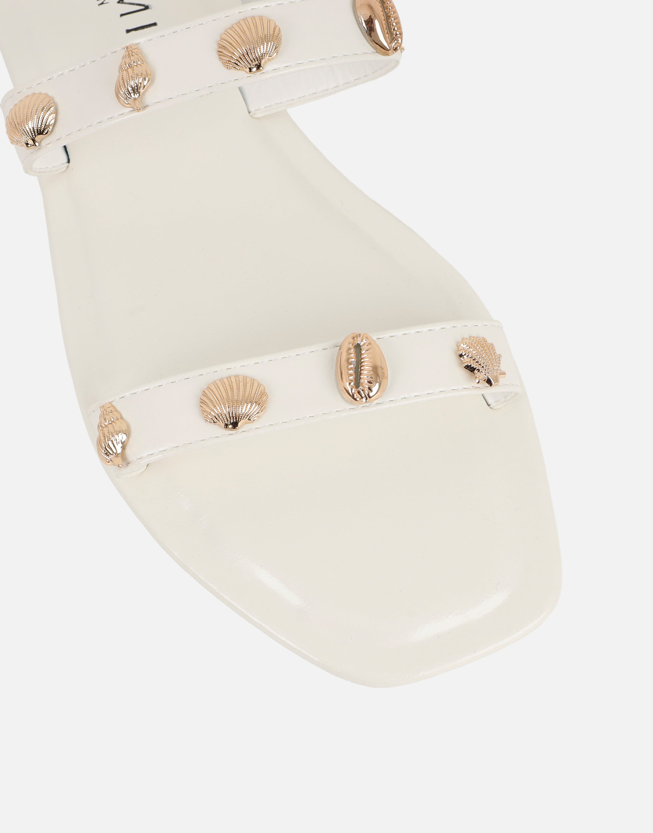 Chiara White Embellished Flat Sandals | SIMMI London