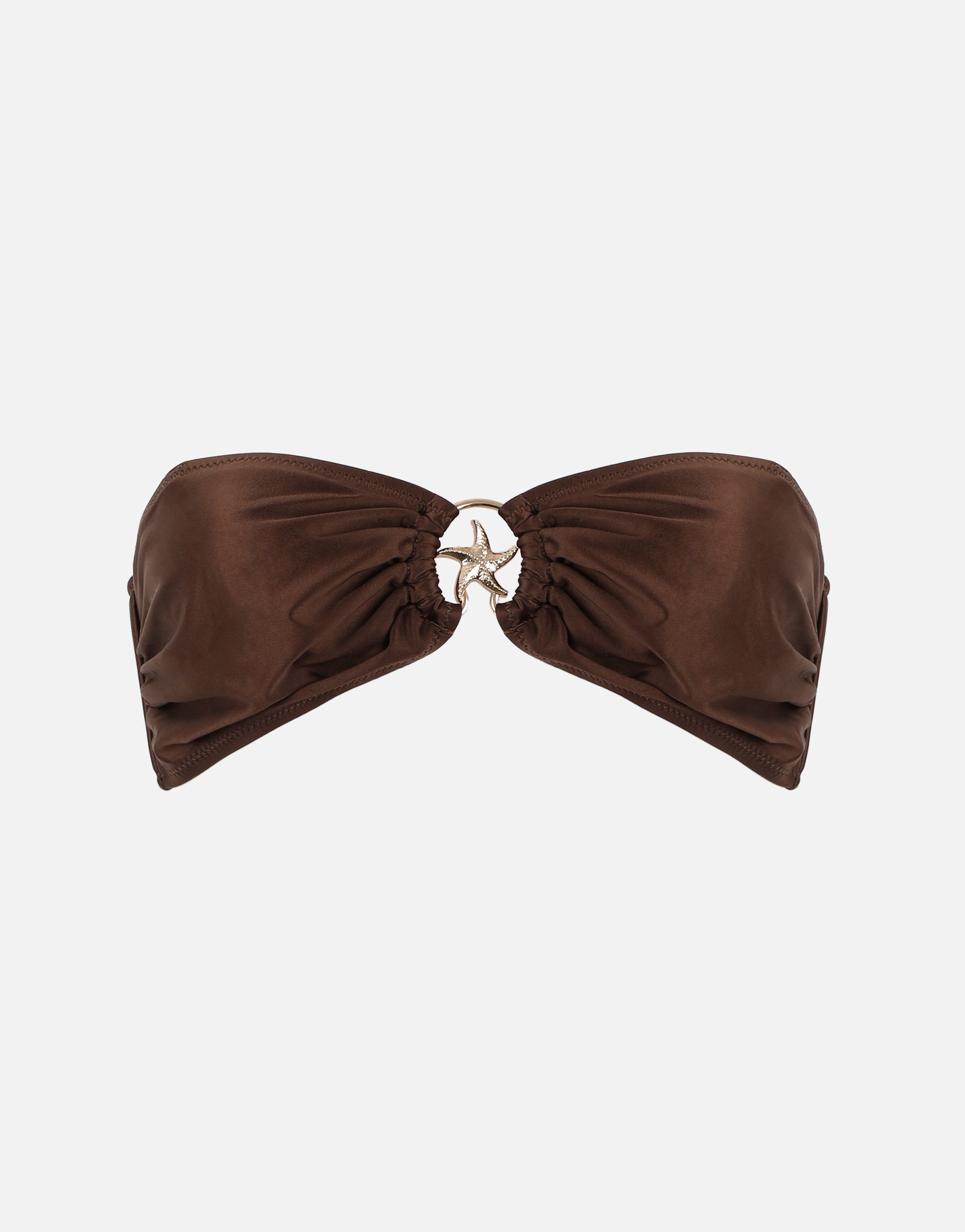 Zia Bandeau Bikini with Starfish Trim in brown | SIMMI London