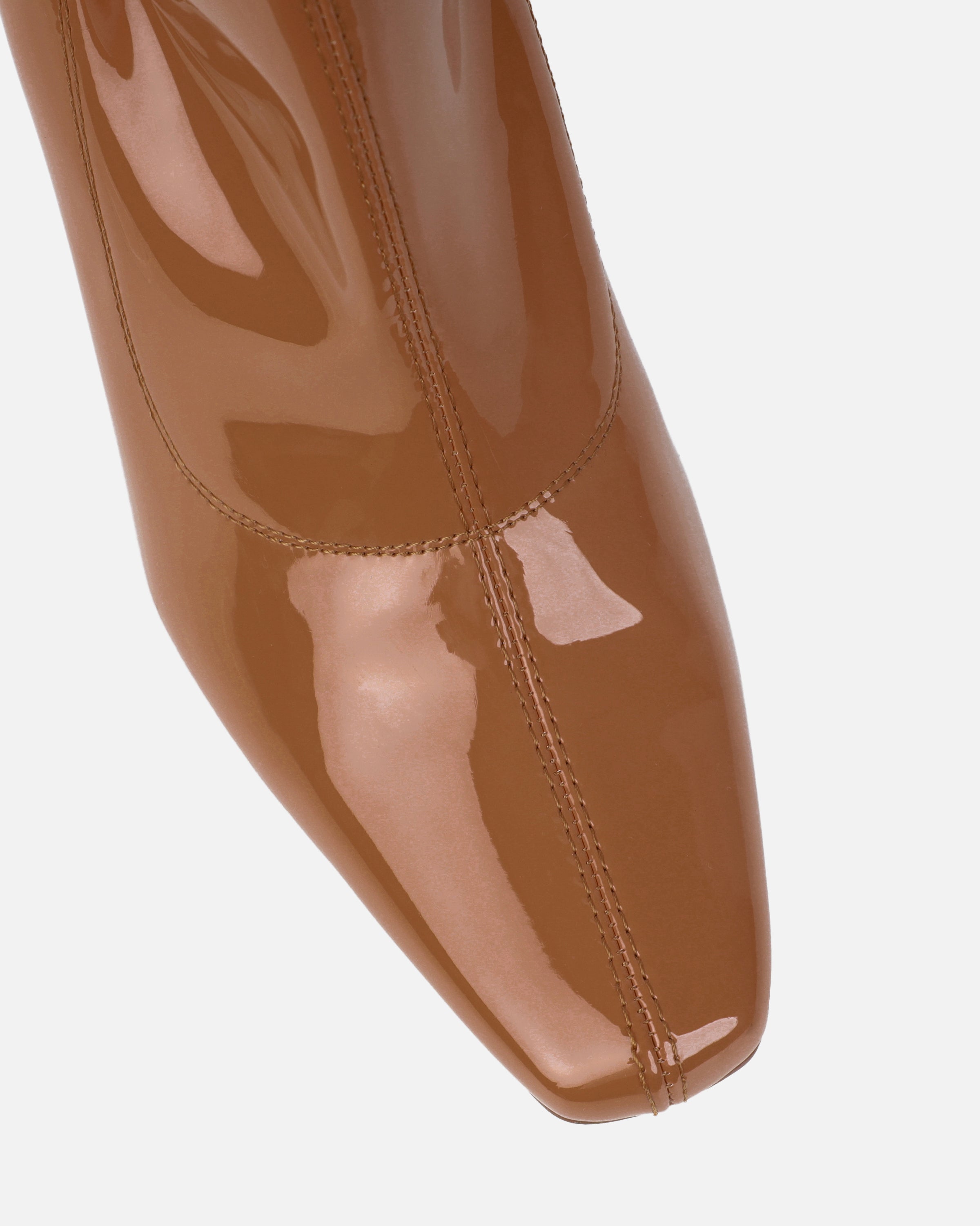 Abel Caramel Patent Wedge Heeled Ankle Boots | SIMMI London