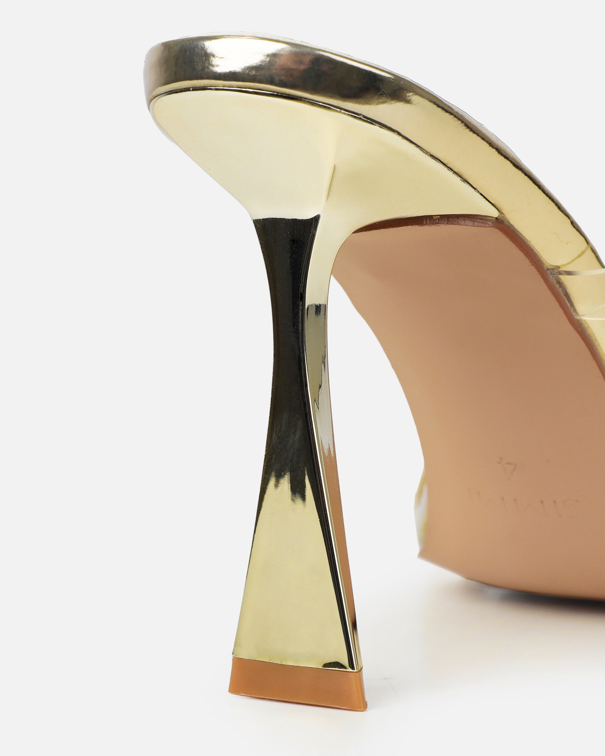 Acacia Gold Clear Flower Mules | SIMMI London