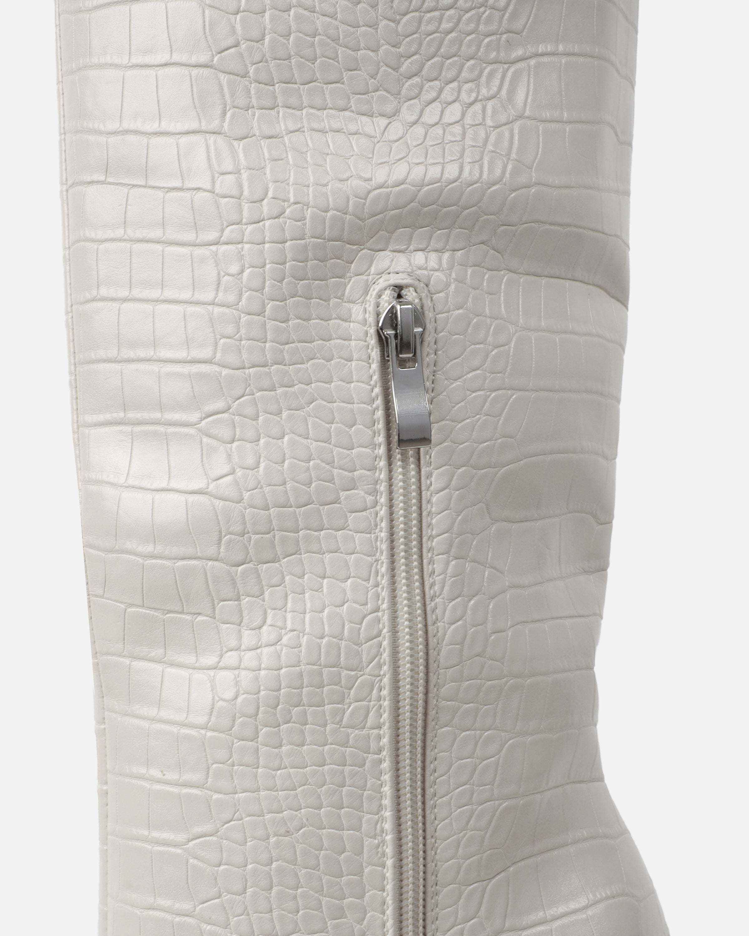 Adler Stone Faux Croc Wedge Knee High Boots | SIMMI London